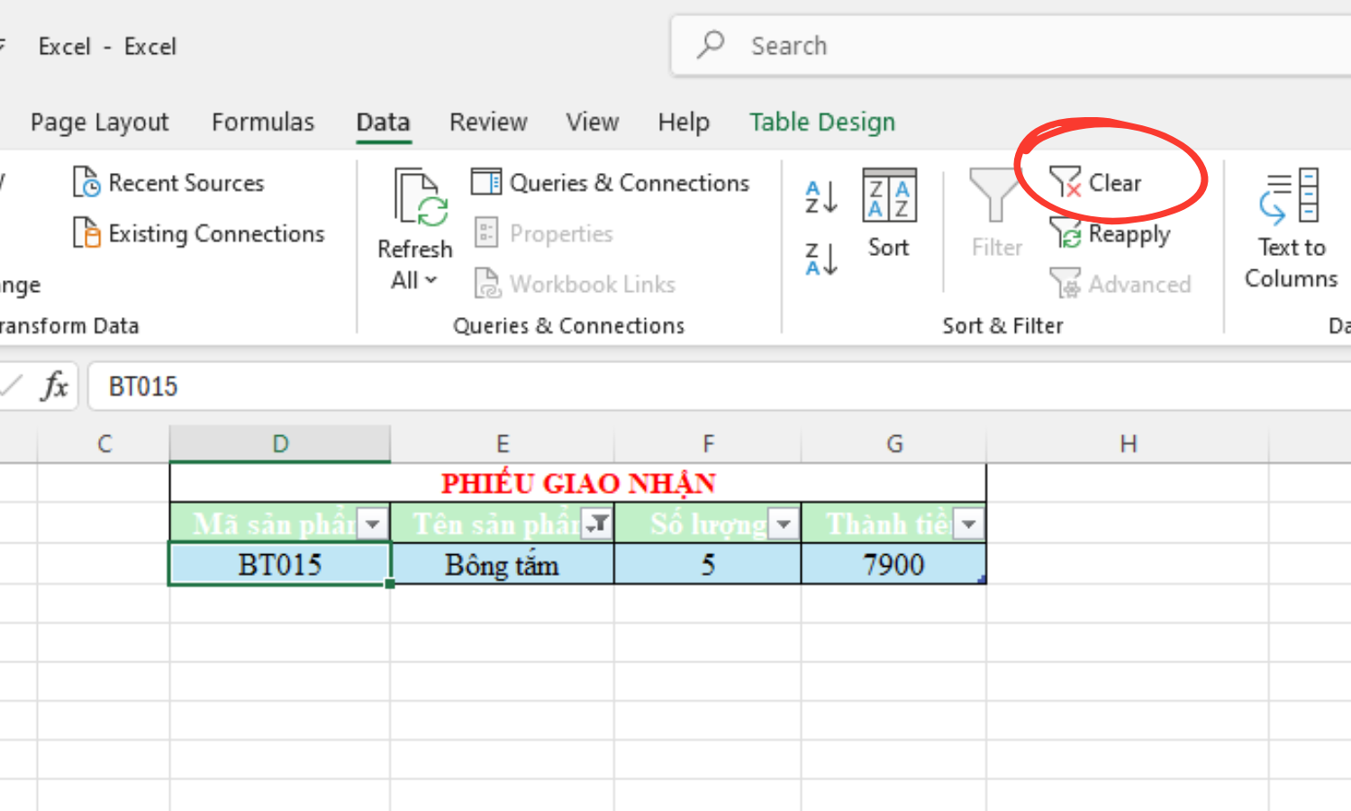 Xóa slicer trong Excel