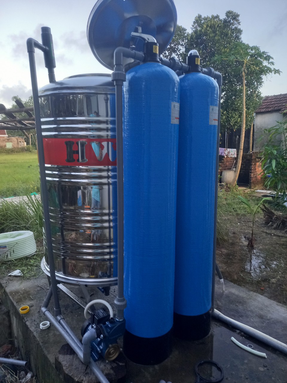 Hệ thống lọc phèn nước giếng khoan mới hoàn thiện lắp đặt tại Thăng Bình, Quảng Nam
