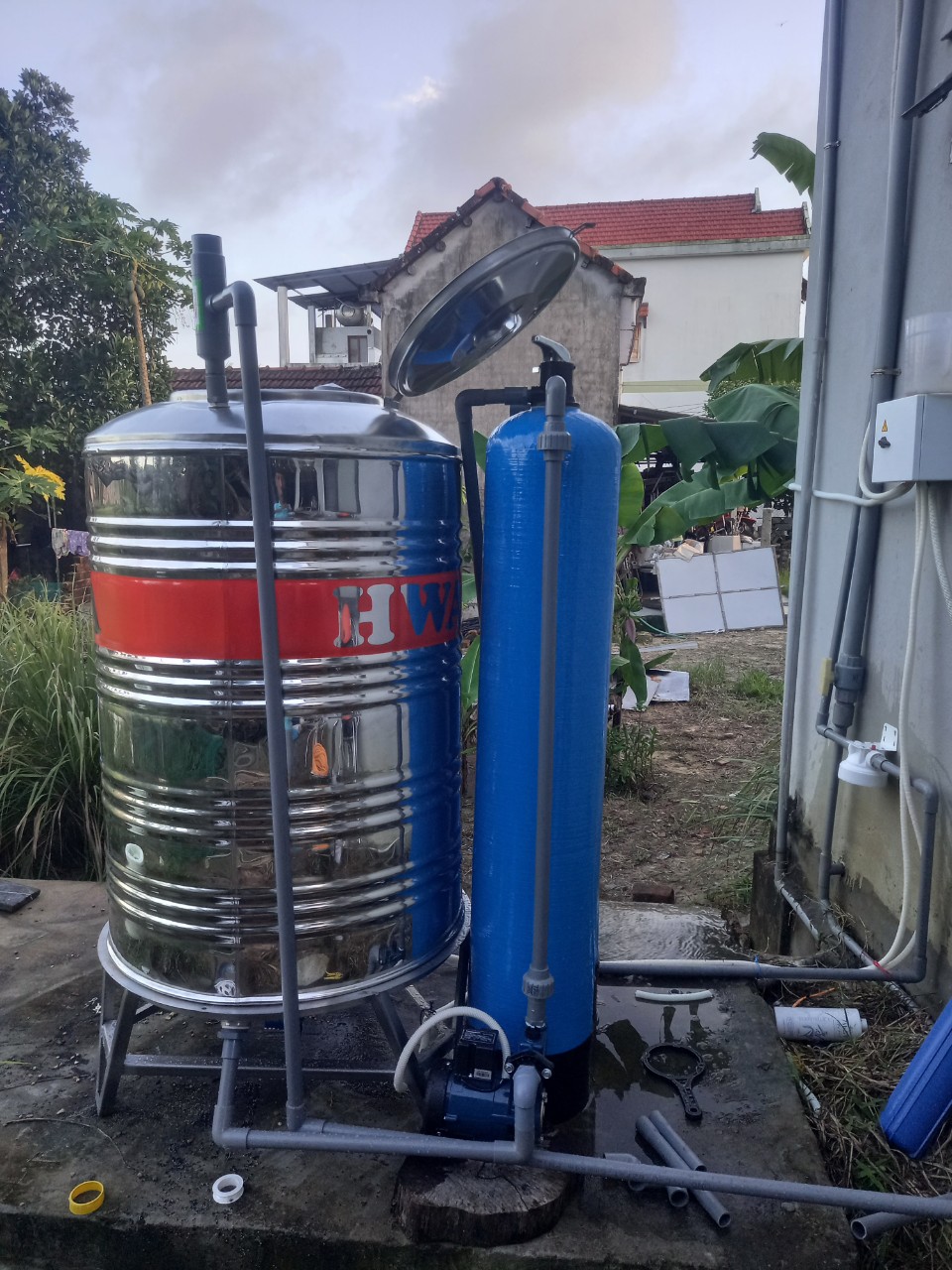 Hệ thống lọc phèn nước giếng khoan mới hoàn thiện lắp đặt tại Thăng Bình, Quảng Nam