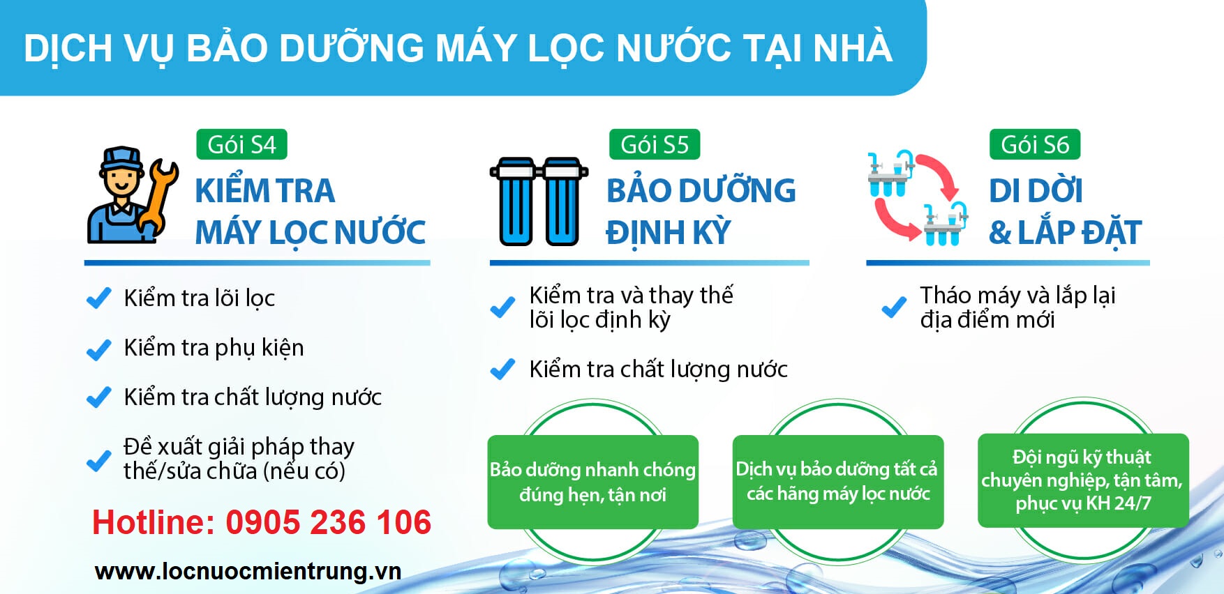 Trung tâm Lọc Nước Miền Trung cung cấp dịch vụ sửa chữa, lắp đặt, thay thế lõi lọc máy lọc nước tại Quảng Nam, Đà Nẵng