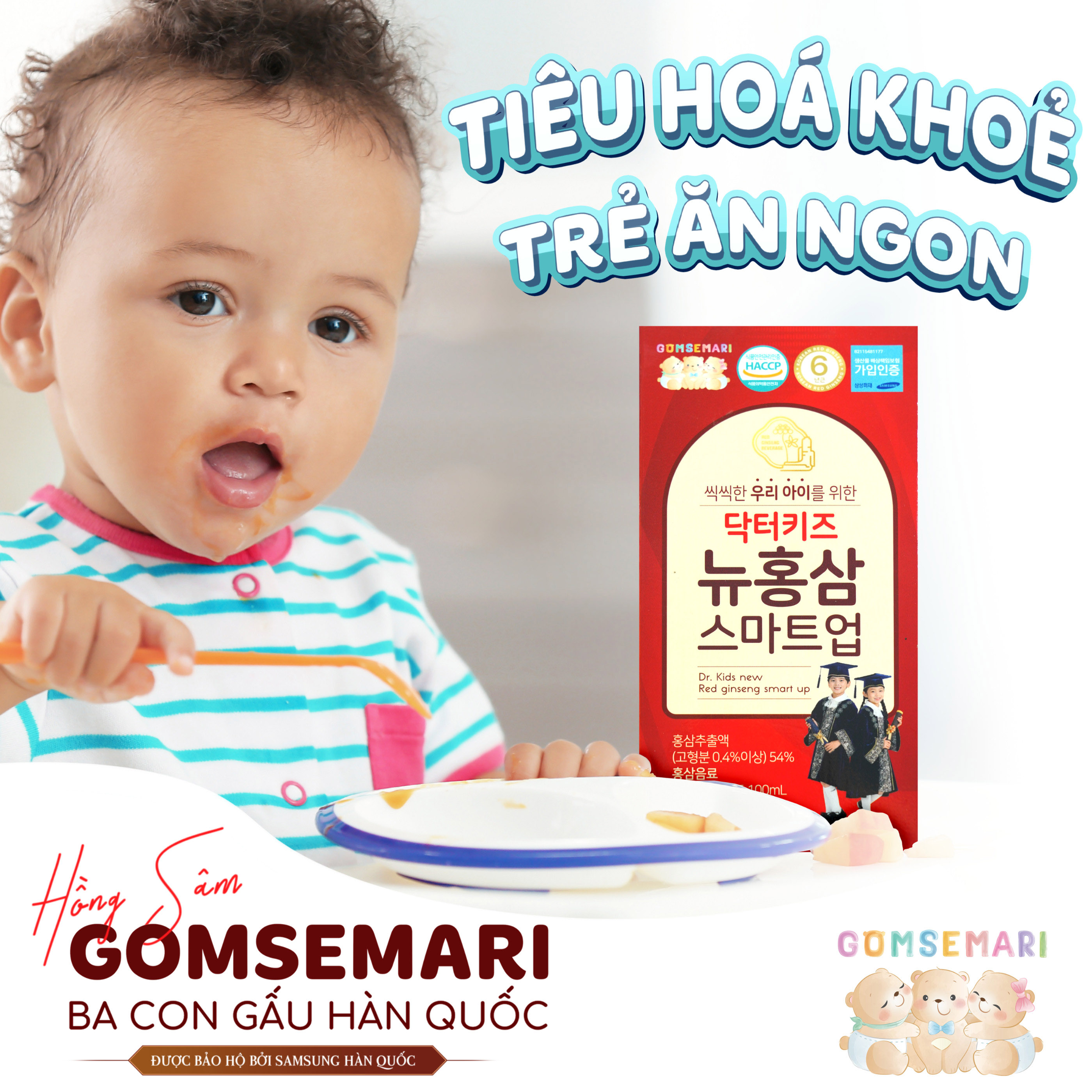 Hồng sâm Ba Con Gấu Hàn Quốc giúp cải thiện tình trạng biếng ăn của trẻ