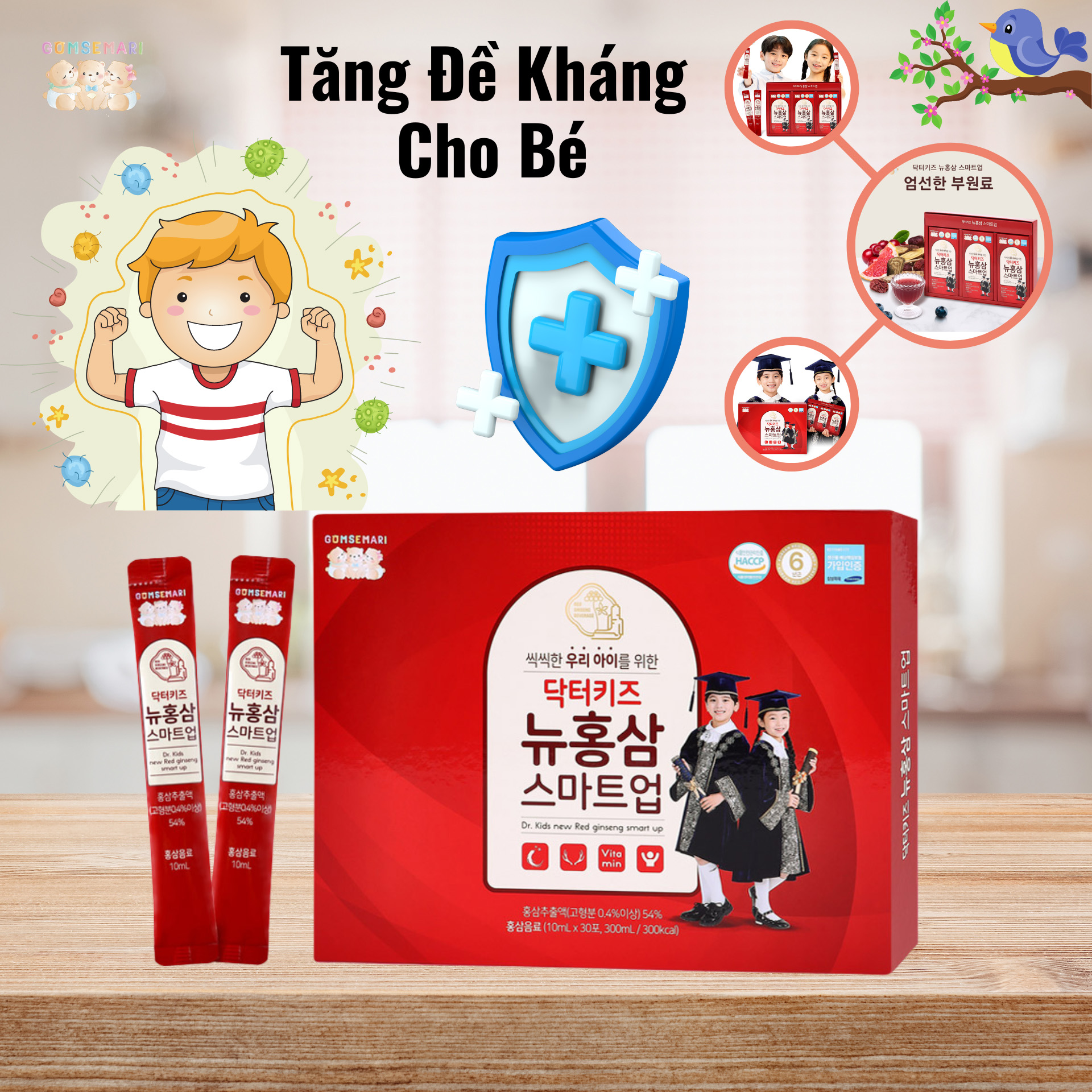 Hồng sâm Ba Con Gấu Hàn Quốc giúp tăng đề kháng cho bé