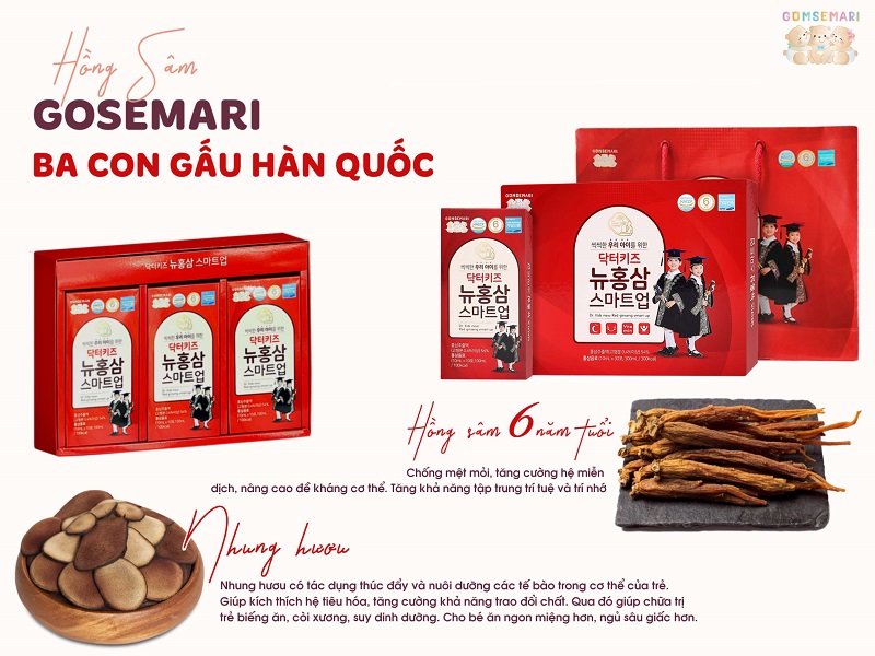 Nước hồng sâm Ba Con Gấu - Cải thiện biếng ăn, tăng cường đề kháng