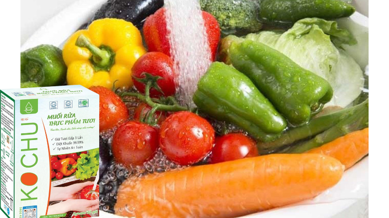 Rửa rau với muối rửa thực phẩm Kochu