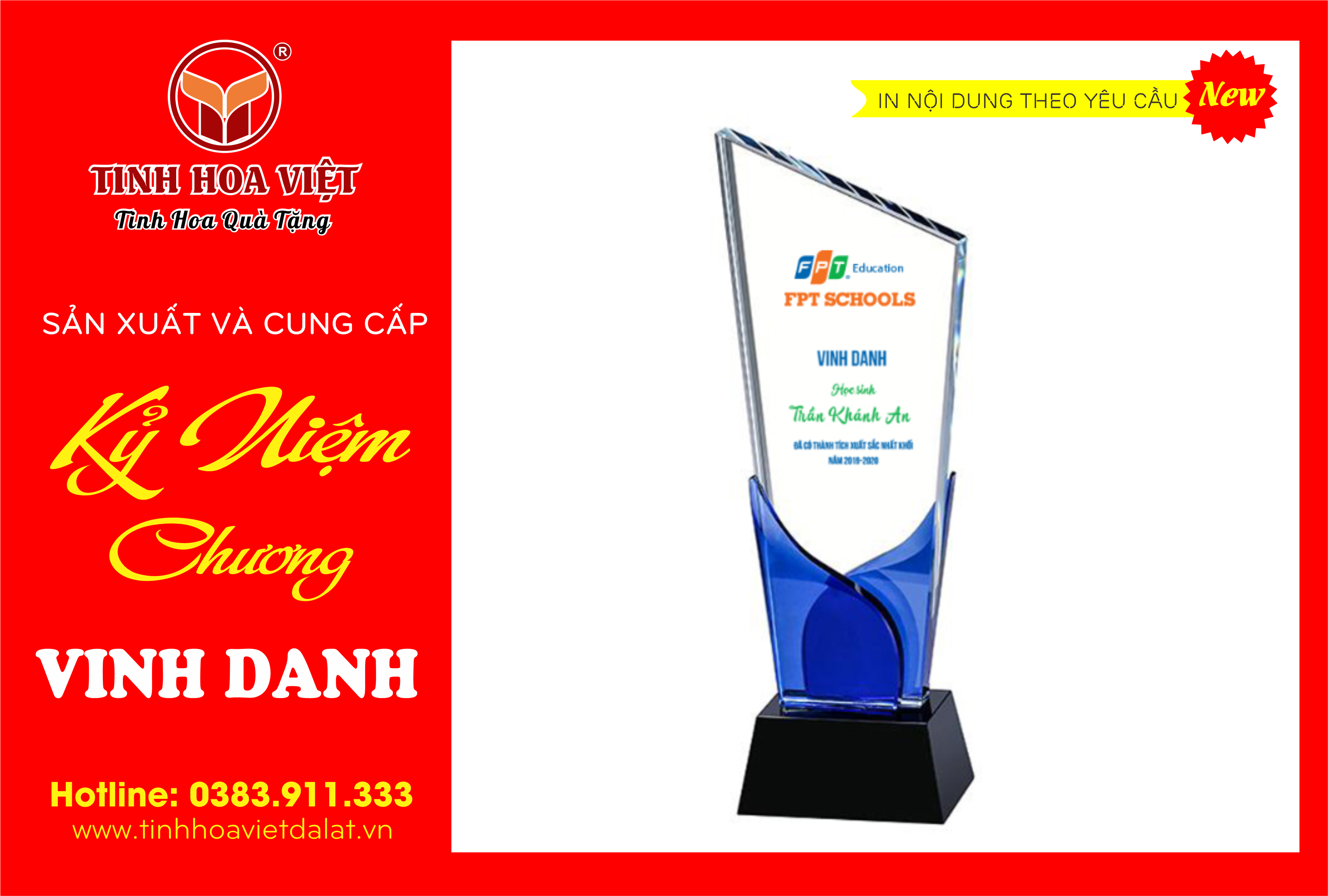 biểu chương vinh danh pha lê