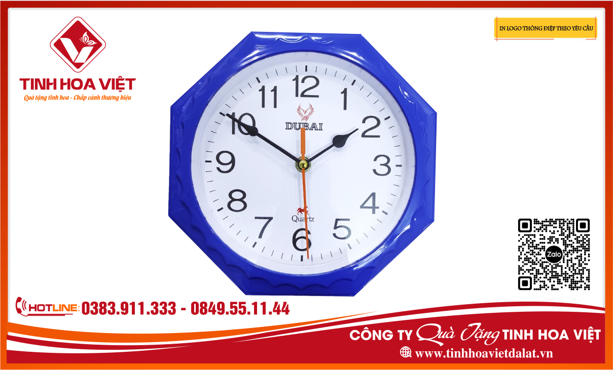 Đồng Hồ Treo Tường Lục Giác Xanh