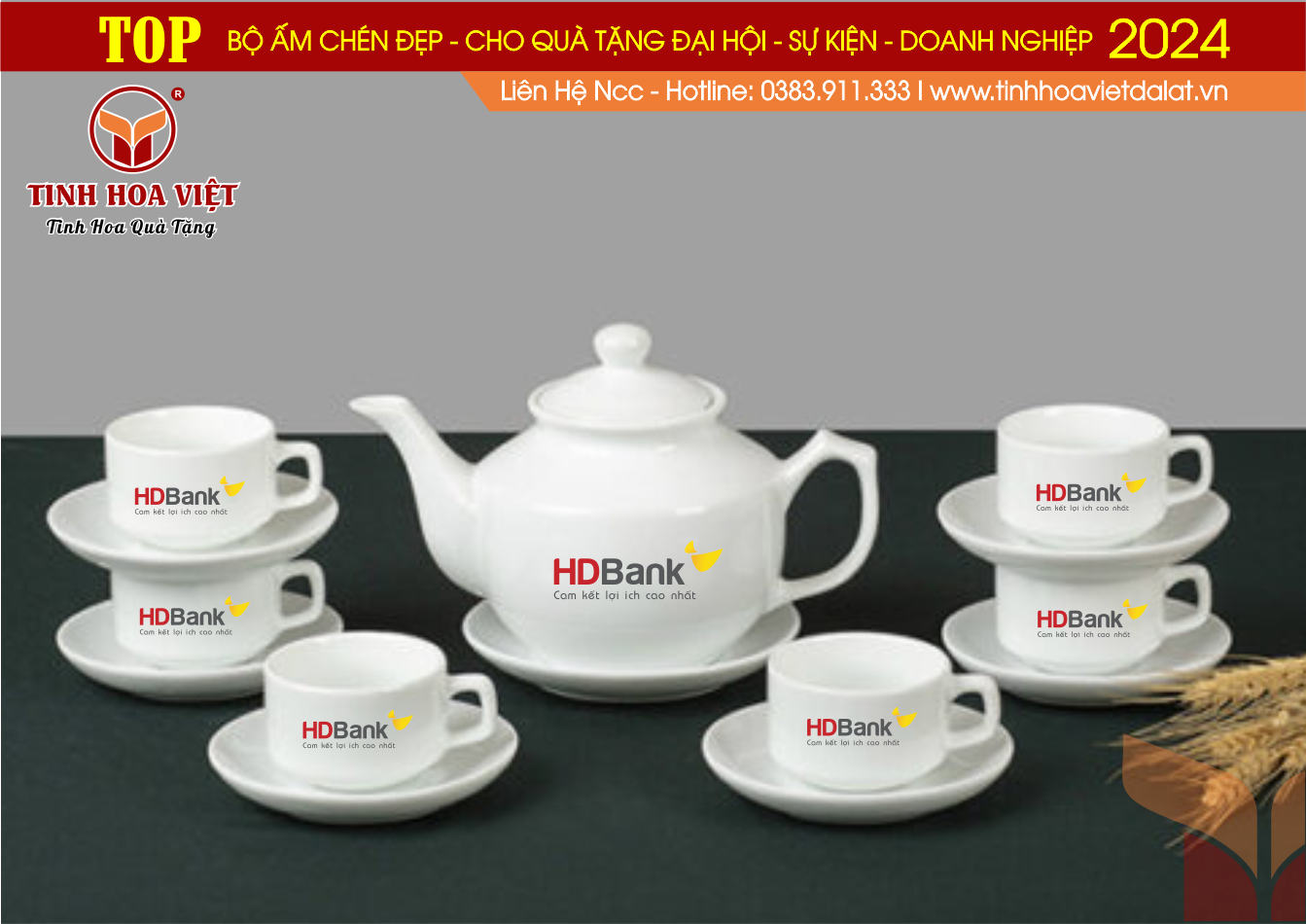 Bộ ấm chén quà tặng đại hội đảng 2025 - 2029