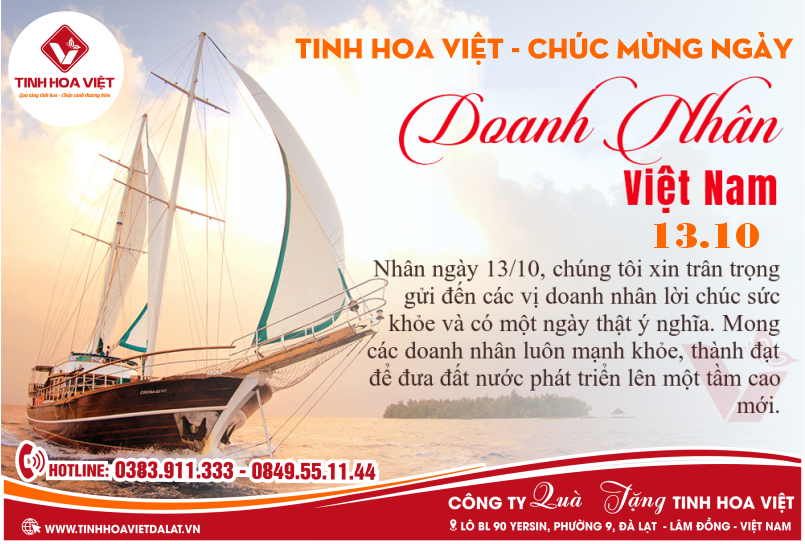 Chúc Mừng Ngày Doanh Nhân Việt Nam 13 Tháng 10 Năm 2024 - Công Ty Quà Tặng Tinh Hoa Việt Trân Trọng Gửi Lời Tri Ân
