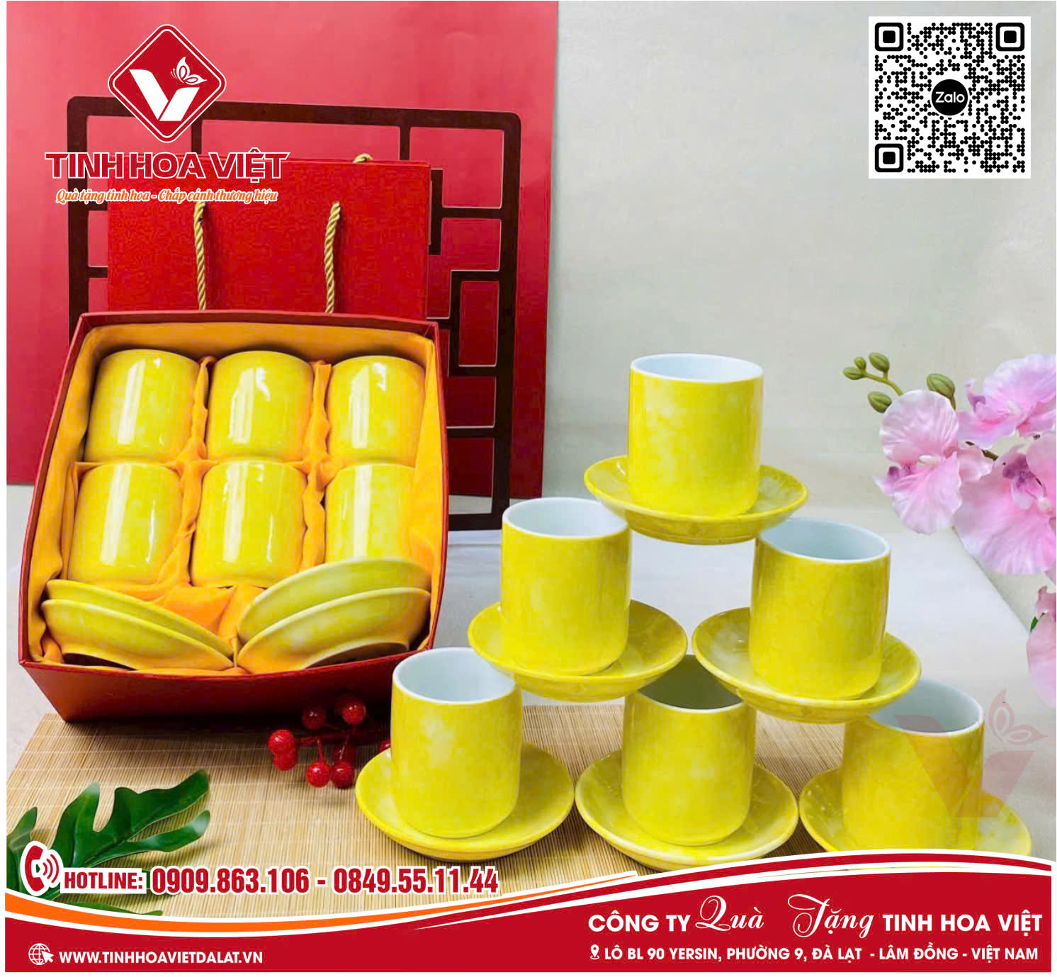 Bộ Cốc Sứ Sang Trọng - Quà Tặng Đại Hội Đảng Bộ & Doanh Nghiệp Mới Nhất In Ấn Logo Theo Yêu Cầu