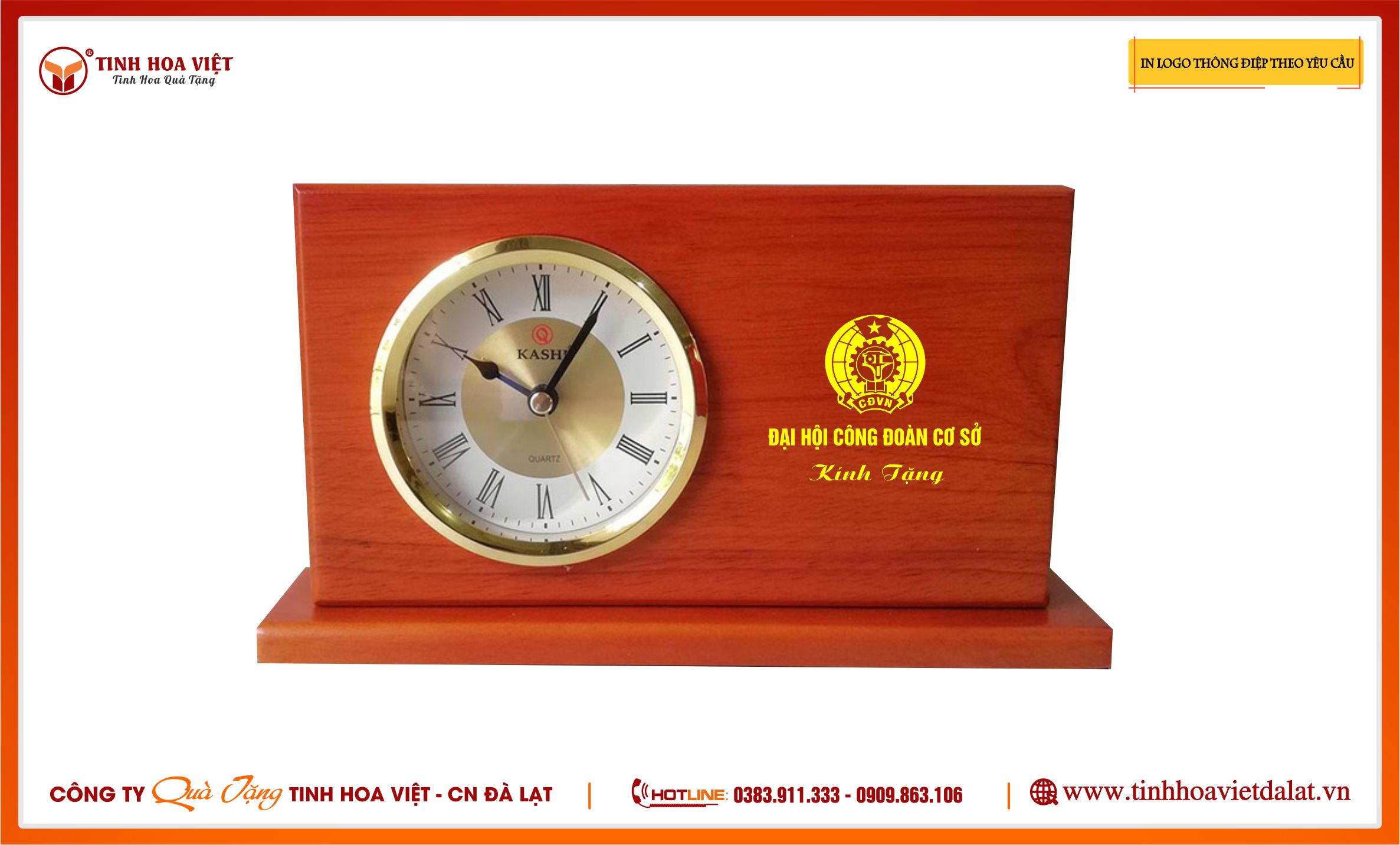 Đồng Hồ Gỗ Để Bàn Ngang