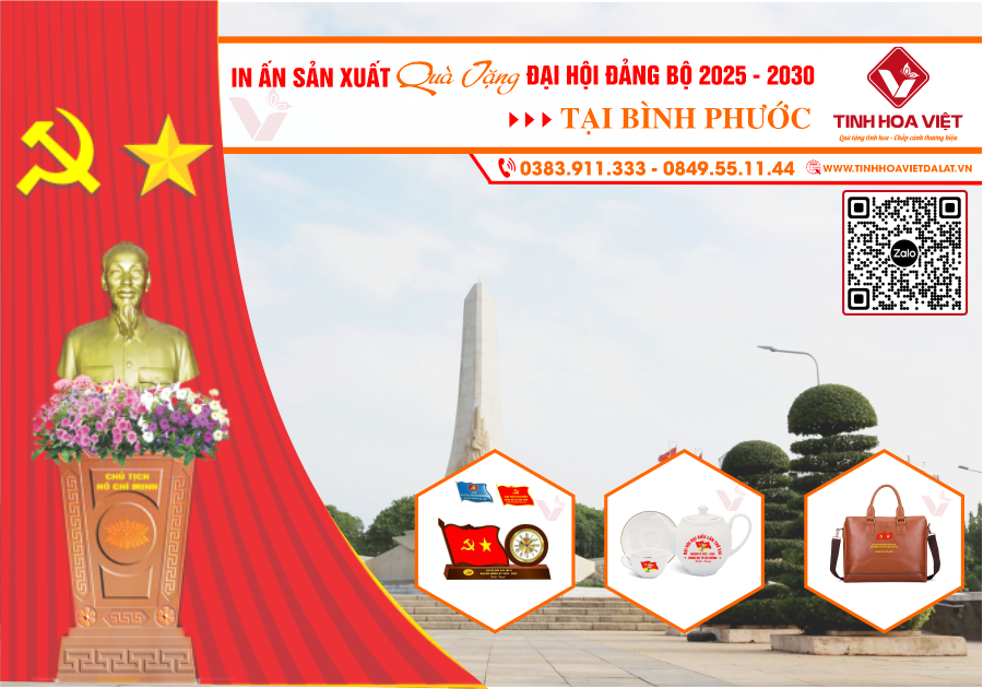 Cung Cấp Sản Xuất In Ấn Quà Tặng Đại Hội Đảng Bộ 2025 - 2030 Tại Bình Phước