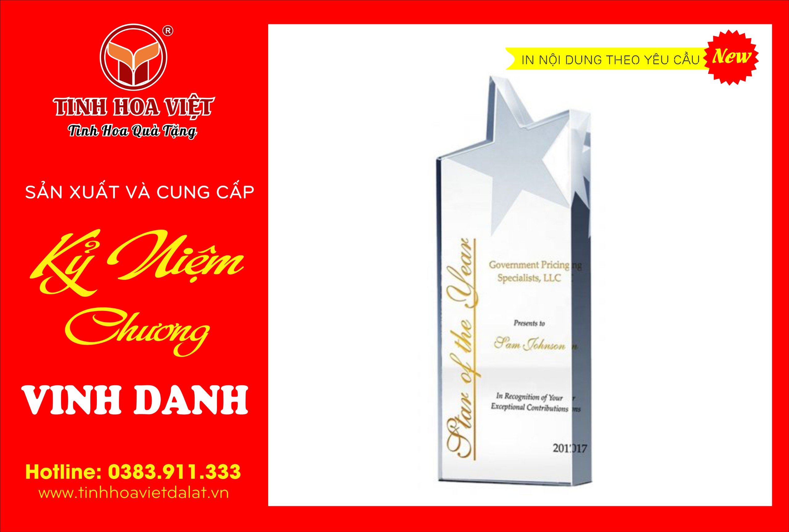 biểu trưng vinh danh pha lê đẹp
