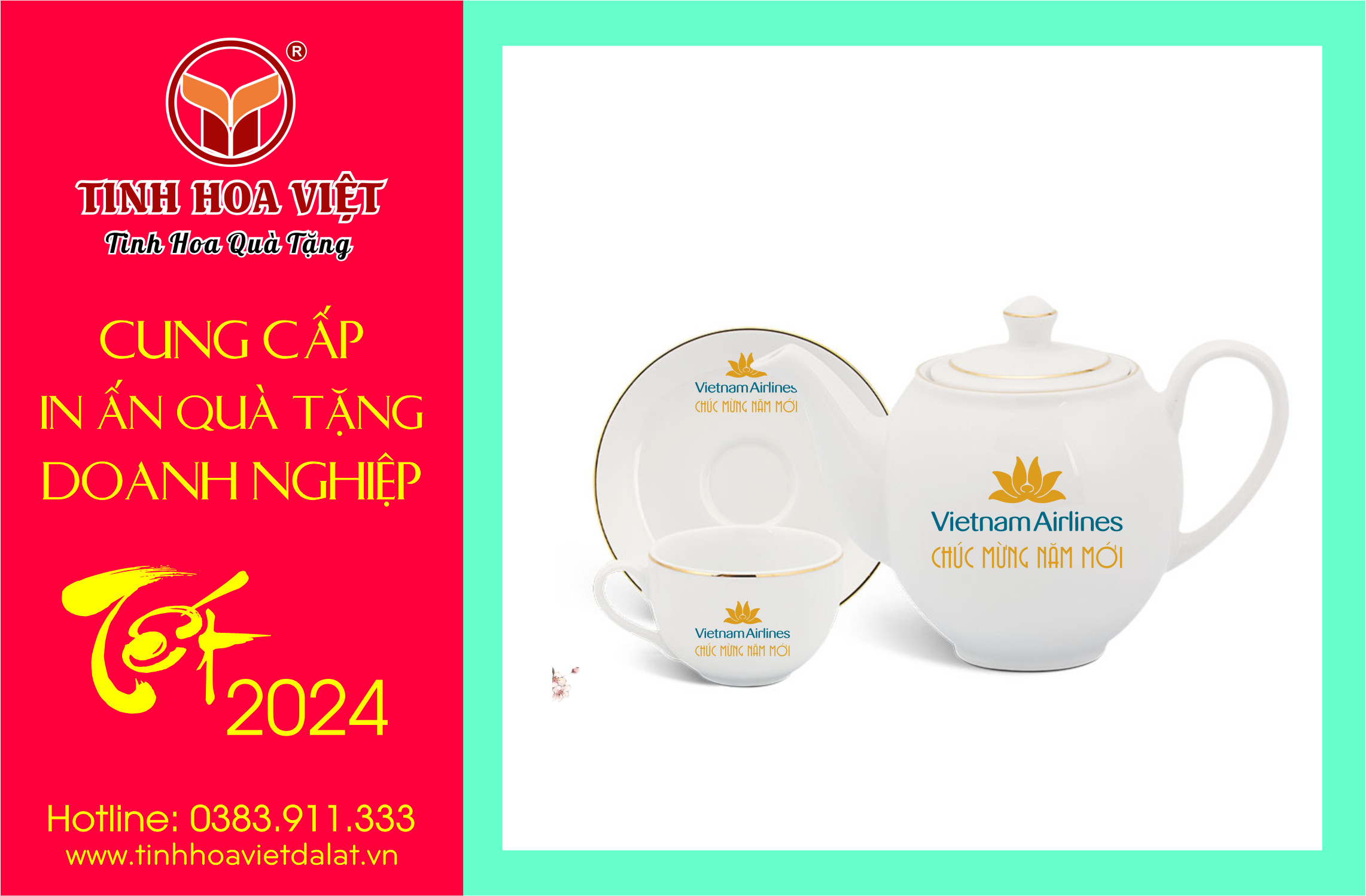 bộ ấm chén in logo