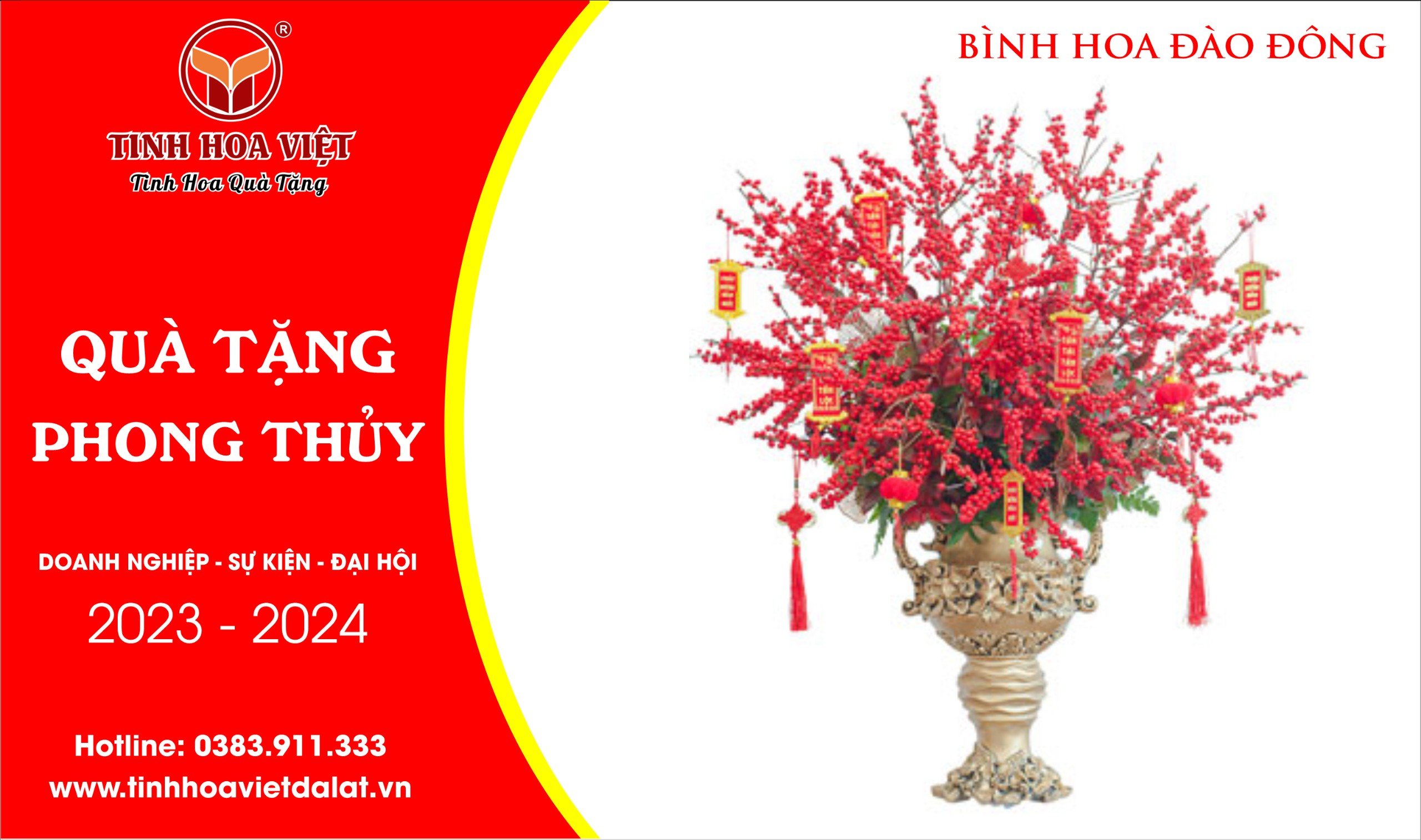 bình hoa đào đông đỏ