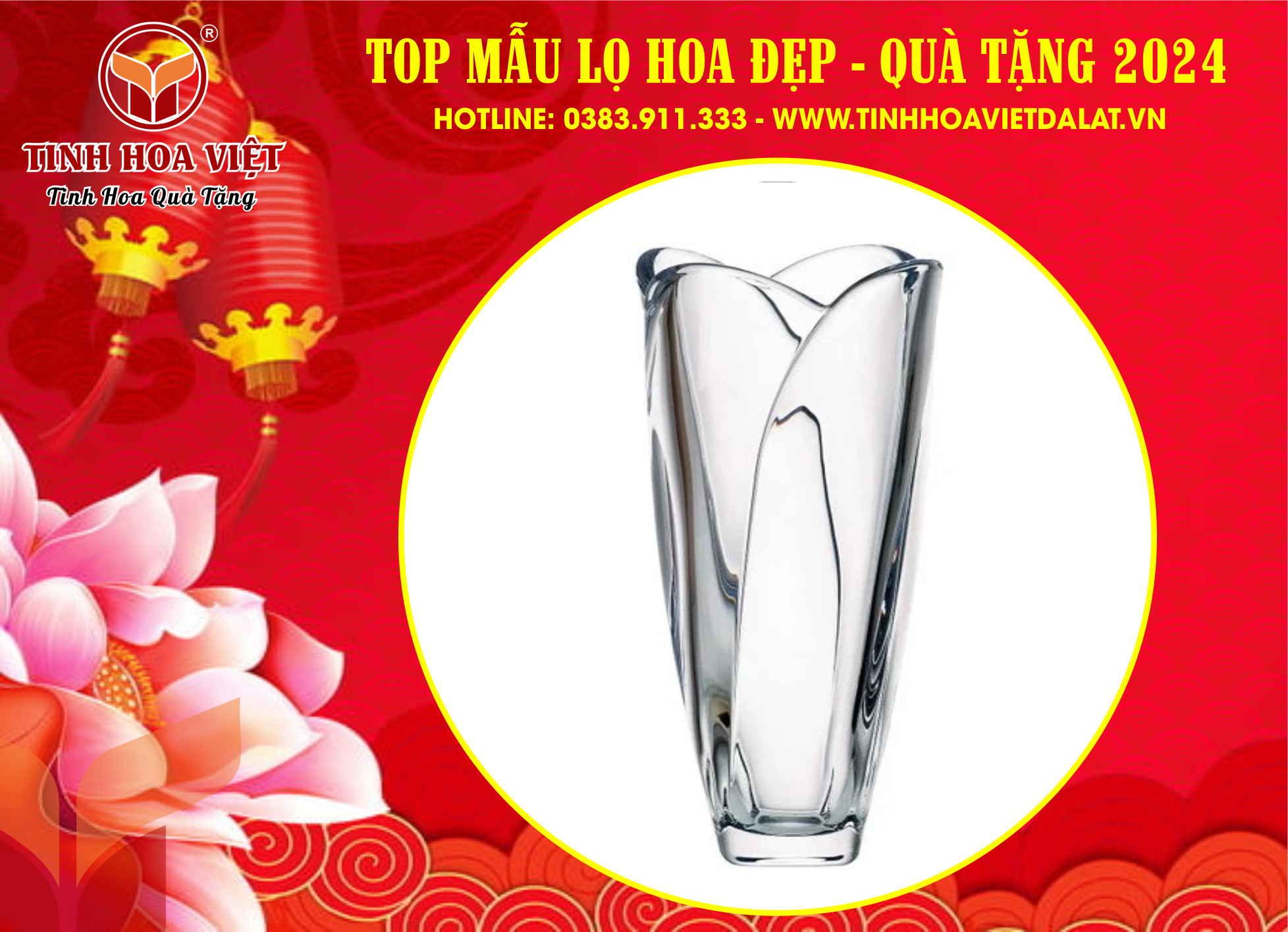 Bình Hoa Thủy Tinh Pha Lê Quà Tặng