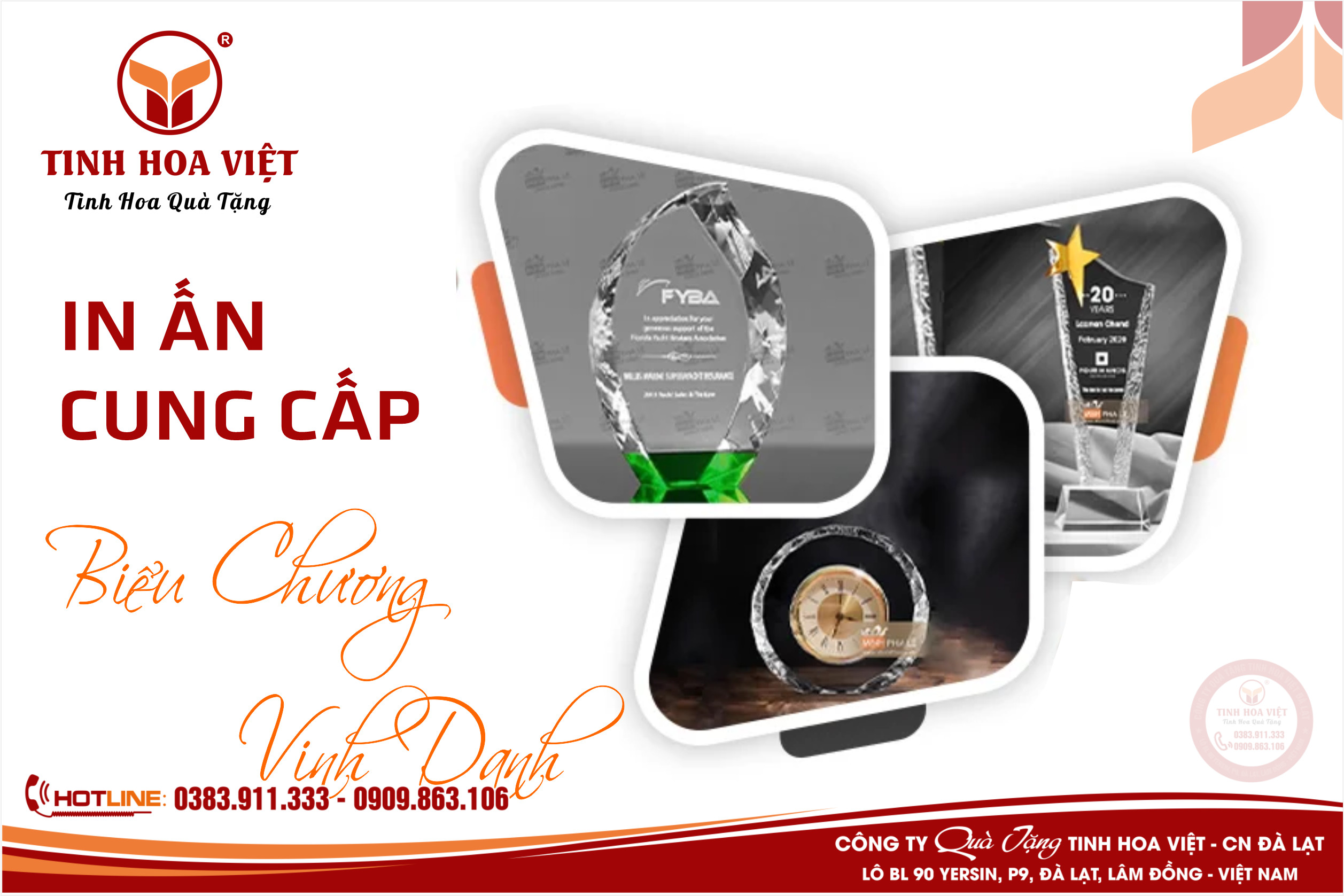 cung cấp biểu chương cúp vinh danh pha lê phía nam