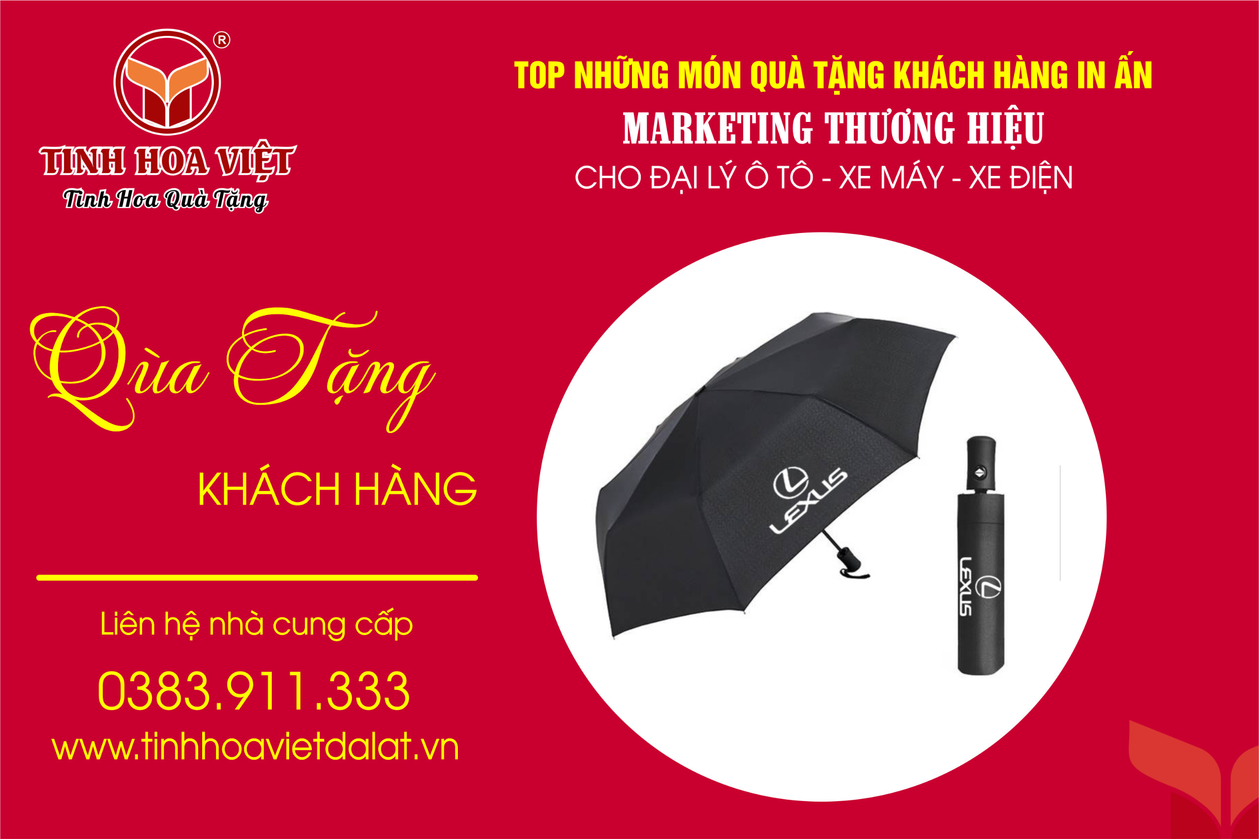 quà tặng ô dù marketing cho đại lý bán ô tô xe điện tại đà lạt