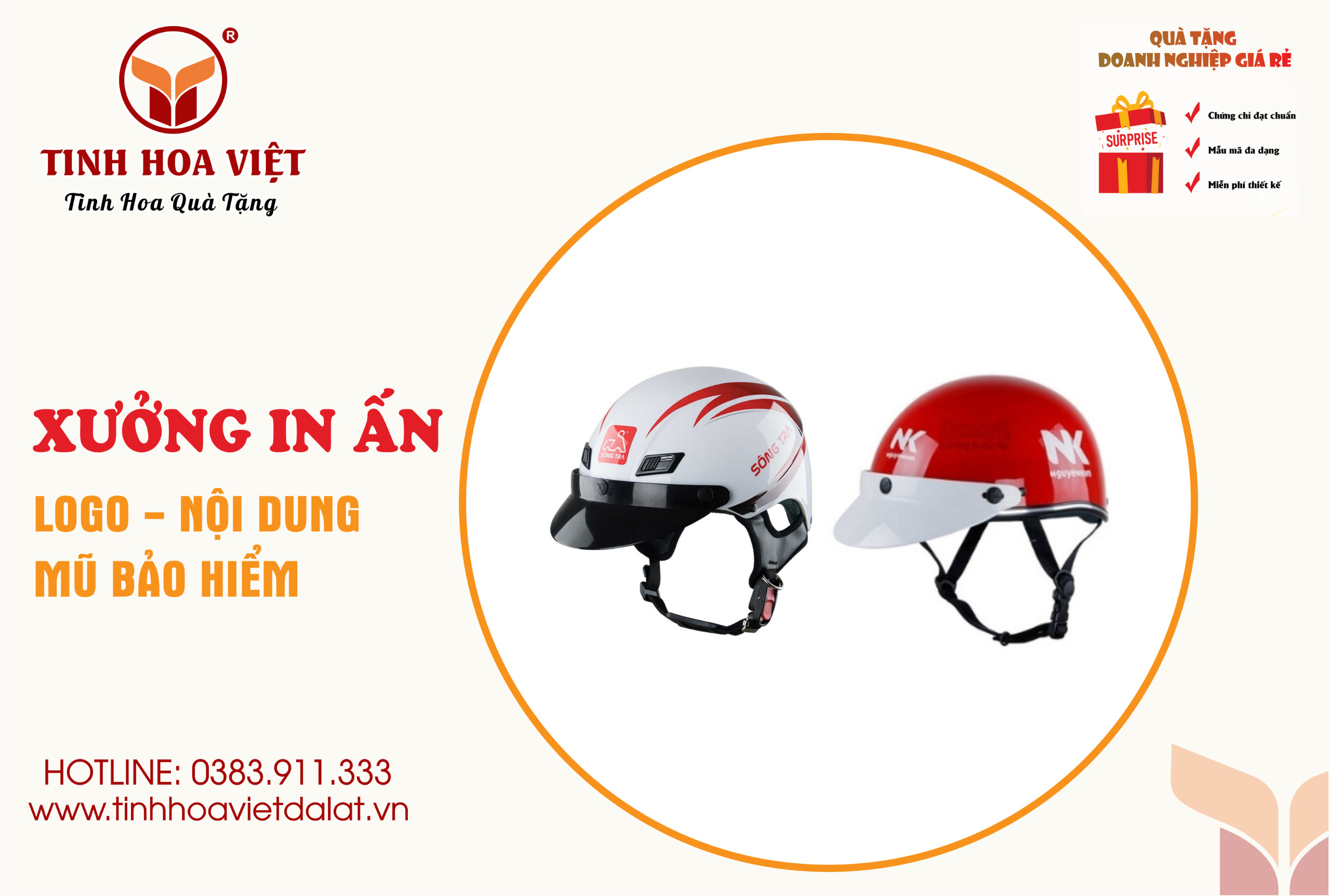 mũ bảo hiểm in ấn theo yêu cầu tại đà lạt