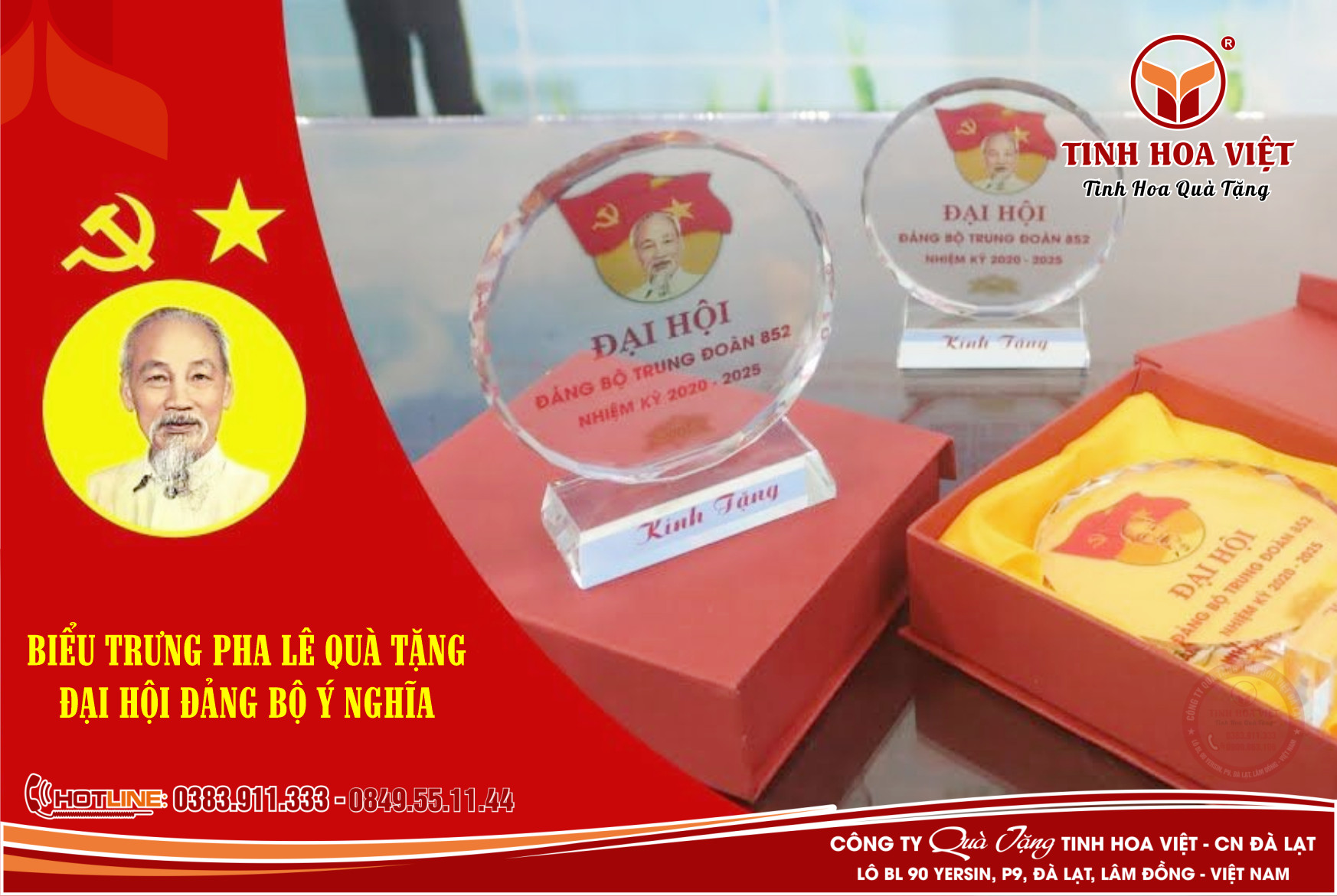 biểu trưng pha lê quà tặng đại hội đảng bộ ý nghĩa