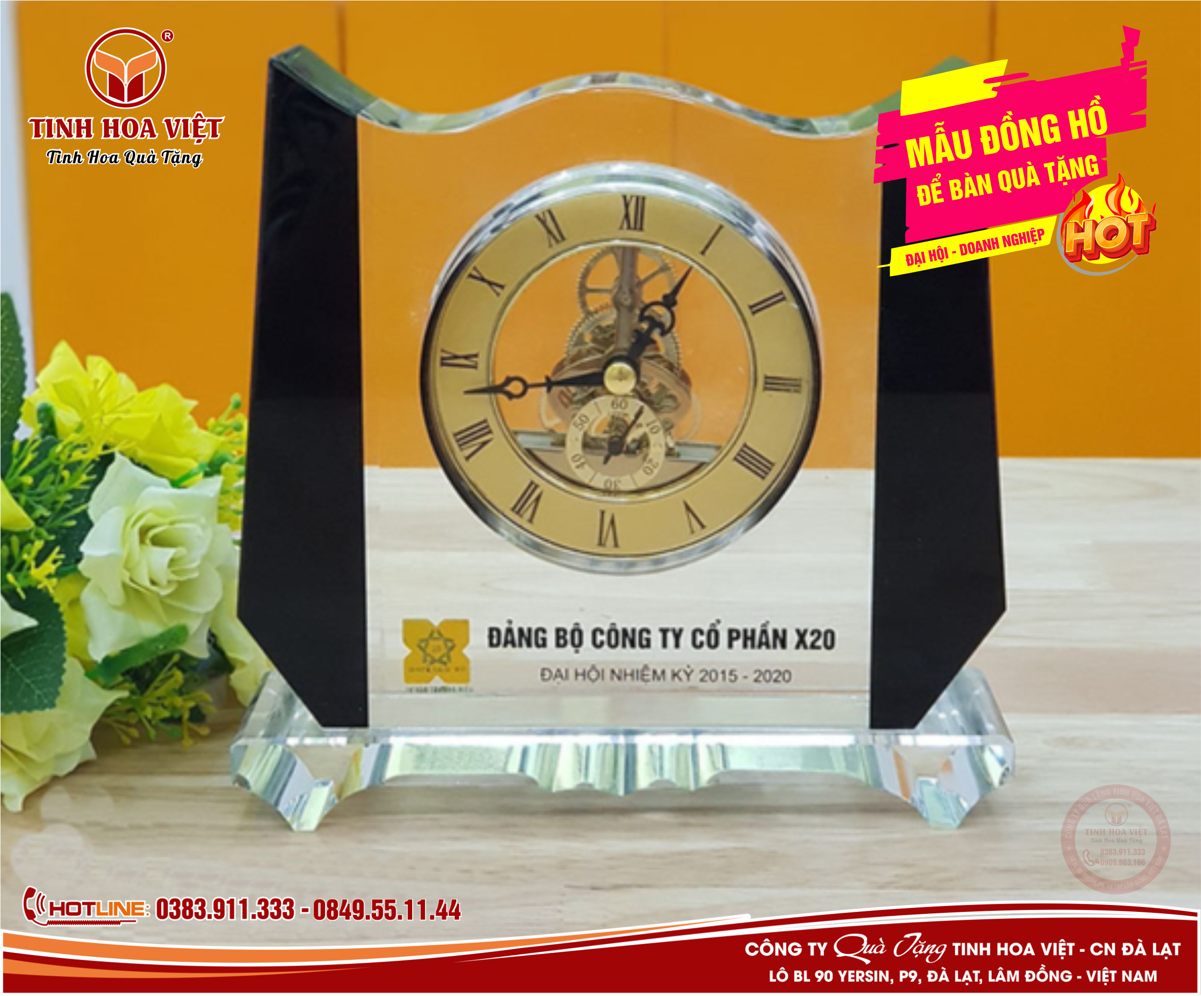 đồng hồ biểu trưng để bàn quà tặng đại hội đảng bộ