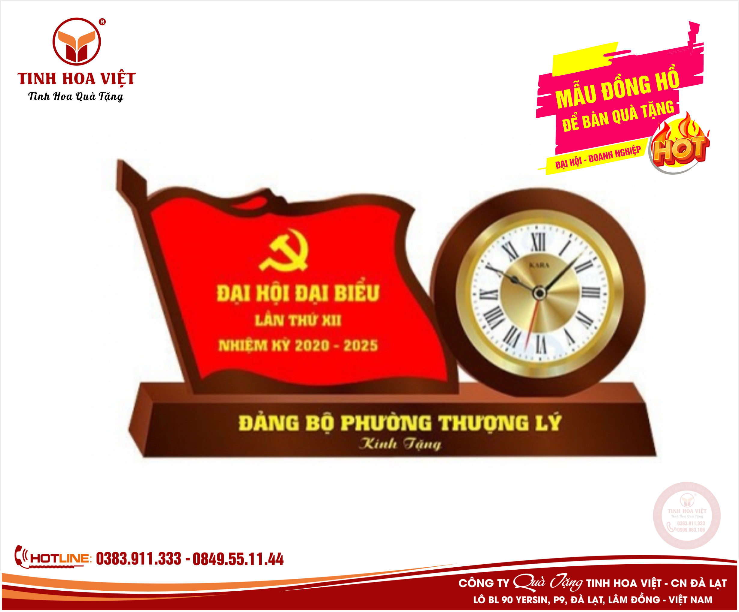 đồng hồ biểu trưng để bàn quà tặng đại hội đảng bộ