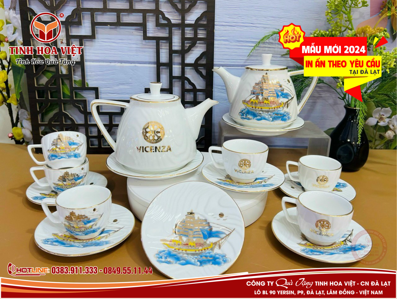 mẫu ấm chén đẹp quà tặng đại hội đảng bộ các cấp nhà nước