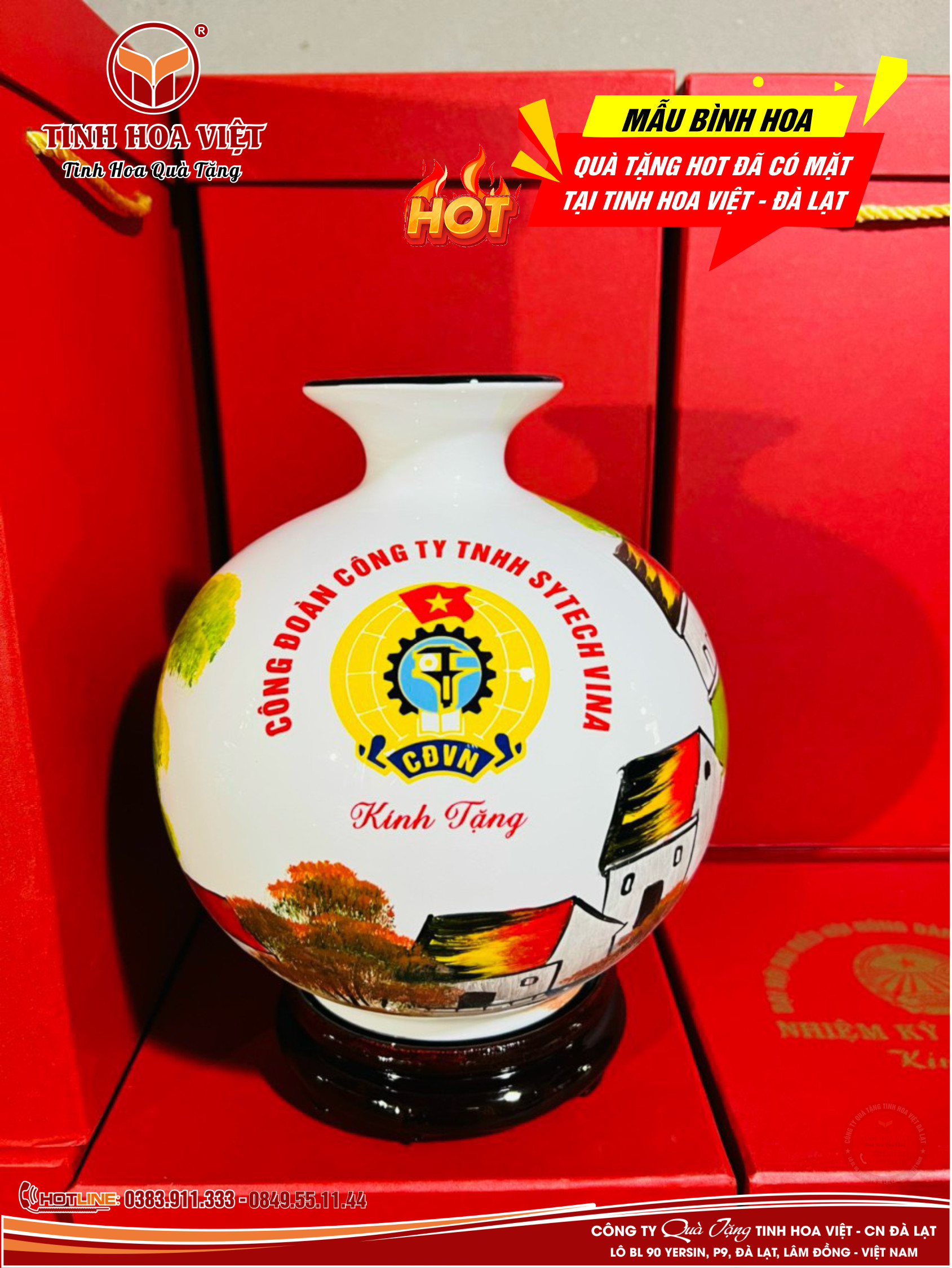 bình cắm hoa sỉ lẻ in logo theo yêu cầu tại đà lạt và các tỉnh thành lân cận