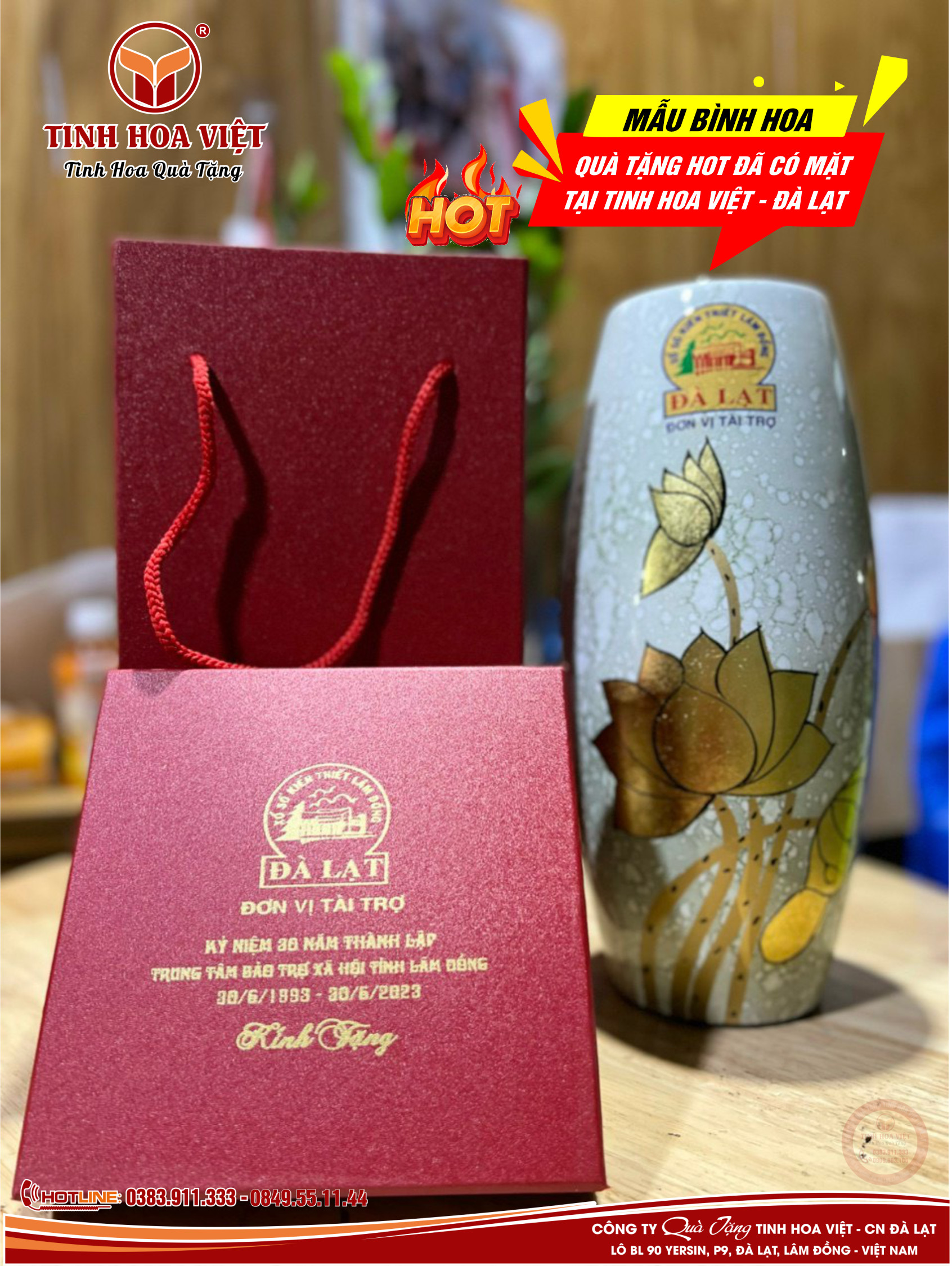 bình cắm hoa sỉ lẻ in logo theo yêu cầu tại đà lạt và các tỉnh thành lân cận