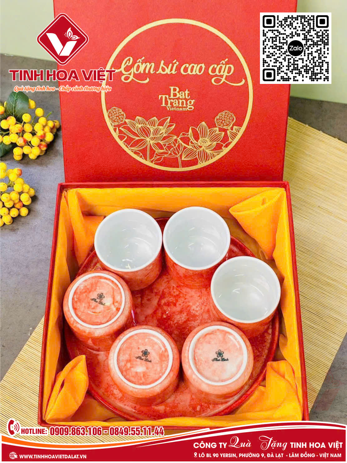 Bộ Cốc Sứ Sang Trọng - Quà Tặng Đại Hội Đảng Bộ & Doanh Nghiệp Mới Nhất In Ấn Logo Theo Yêu Cầu