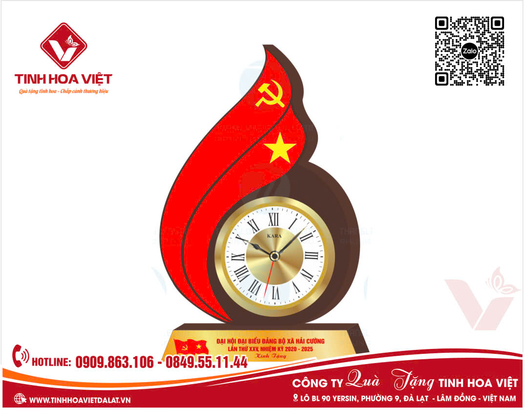 Biểu Trưng Đồng Hồ Để Bàn – Quà Tặng Đại Hội Đảng Bộ 2025 - 2030