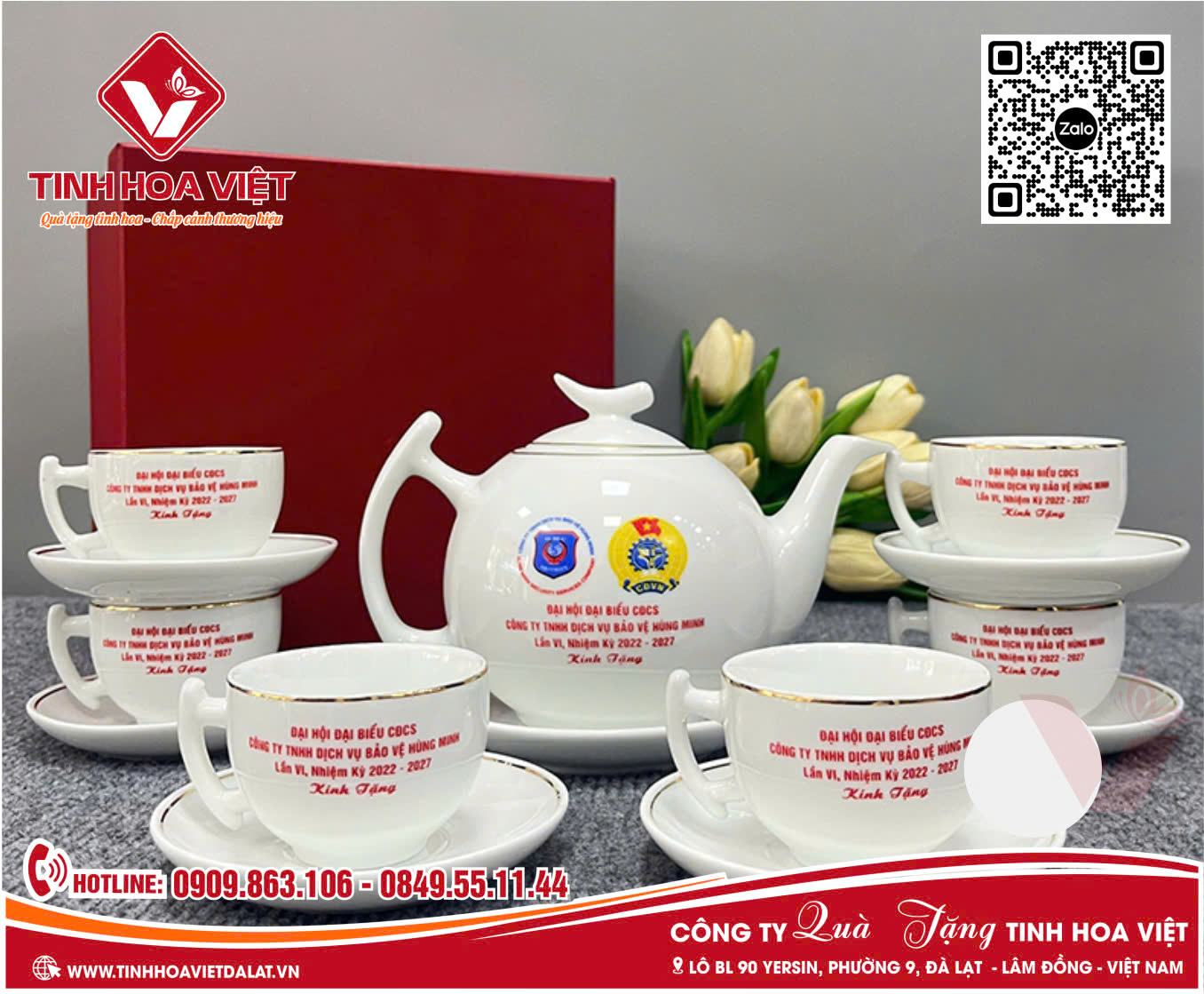 In Ấm Chén Quà Tặng Đại Hội Đảng Bộ 2025 2030 Các Tỉnh Thành Khu Vực Phía Nam và Trung Bộ