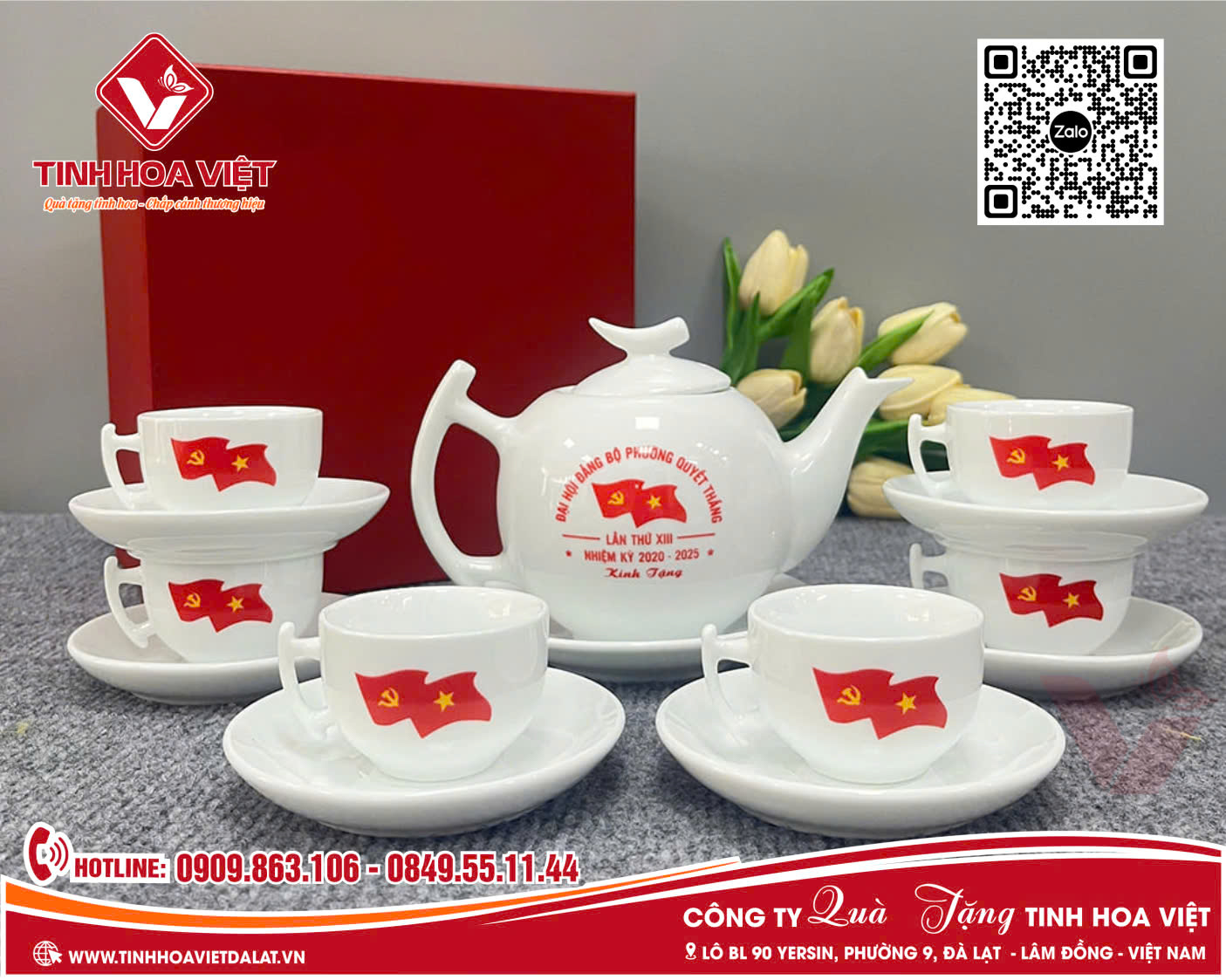 In Ấm Chén Quà Tặng Đại Hội Đảng Bộ 2025 2030 Các Tỉnh Thành Khu Vực Phía Nam và Trung Bộ