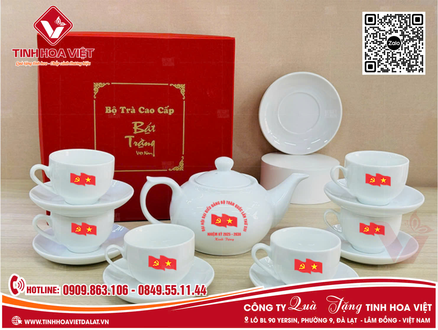 In Ấm Chén Quà Tặng Đại Hội Đảng Bộ 2025 2030 Các Tỉnh Thành Khu Vực Phía Nam và Trung Bộ