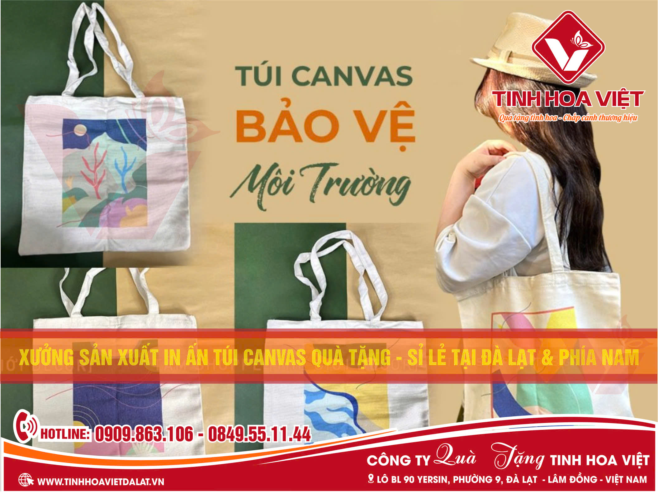 Cung Cấp Sỉ Lẻ Túi Canvas In Ấn Theo Yêu Cầu Tại Đà Lạt và Phía Nam