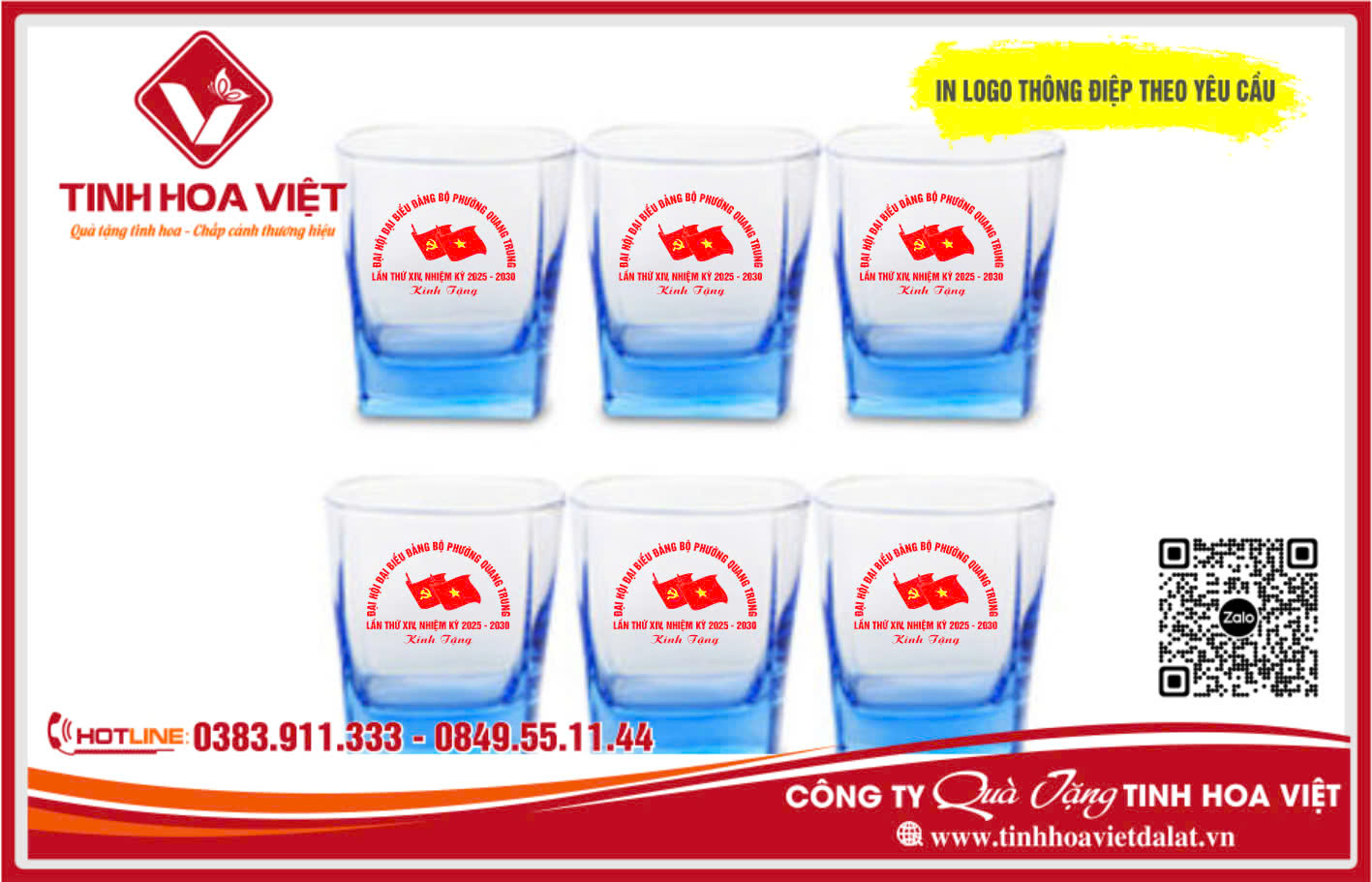 Top 5 bộ ly thủy tinh quà tặng Đại Hội Đảng 2025 - 2030
