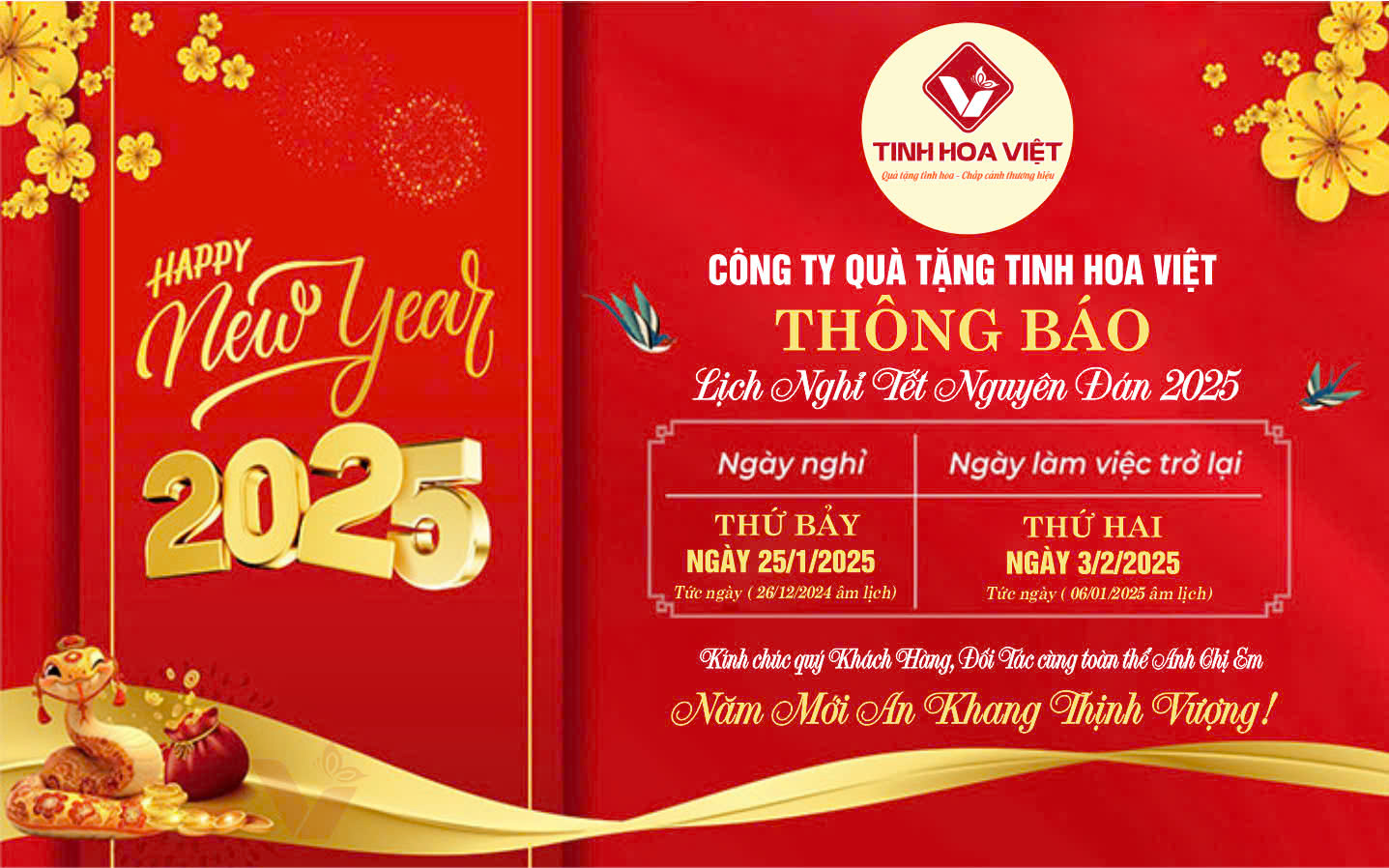 Thông Báo Lịch Nghỉ Tết Nguyên Đán 2025