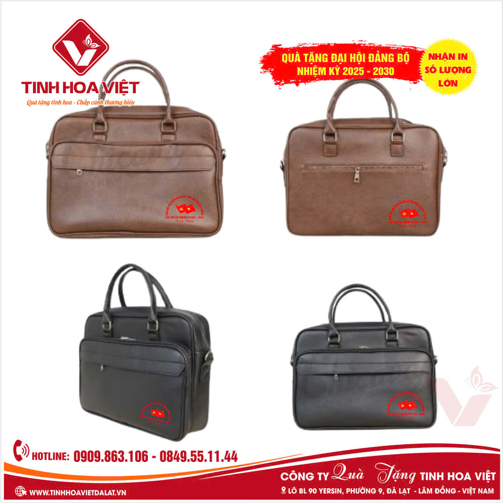 Xưởng Sản Xuất In Ấn Cặp Da Quà Tặng Đại Hội Đảng Bộ