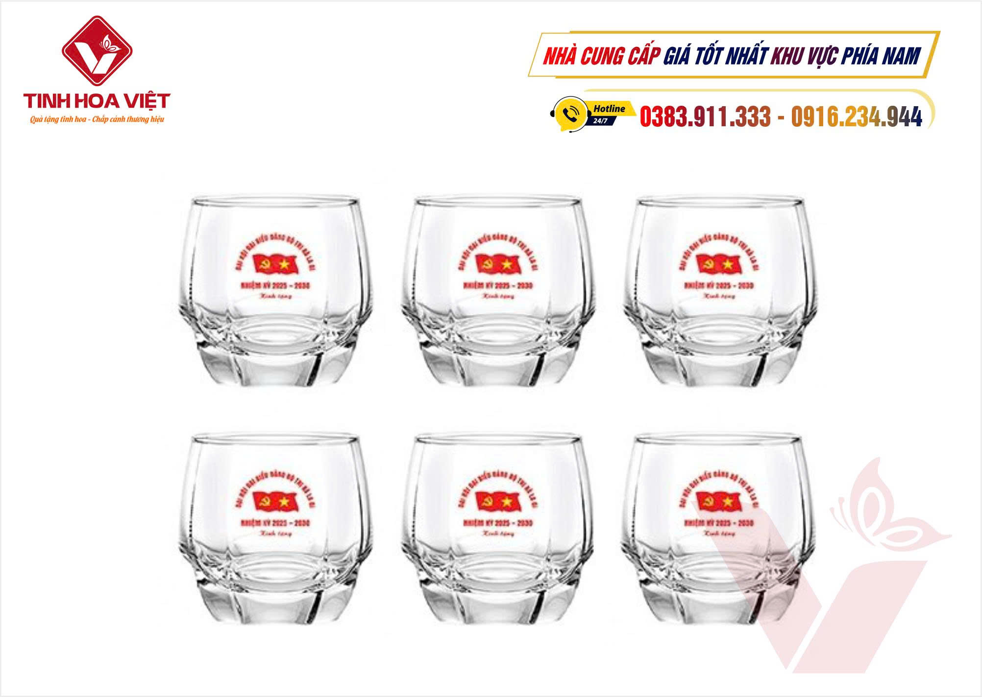 In Ly Cốc Thủy Tinh Logo Đại Hội – Quà Tặng Sang Trọng