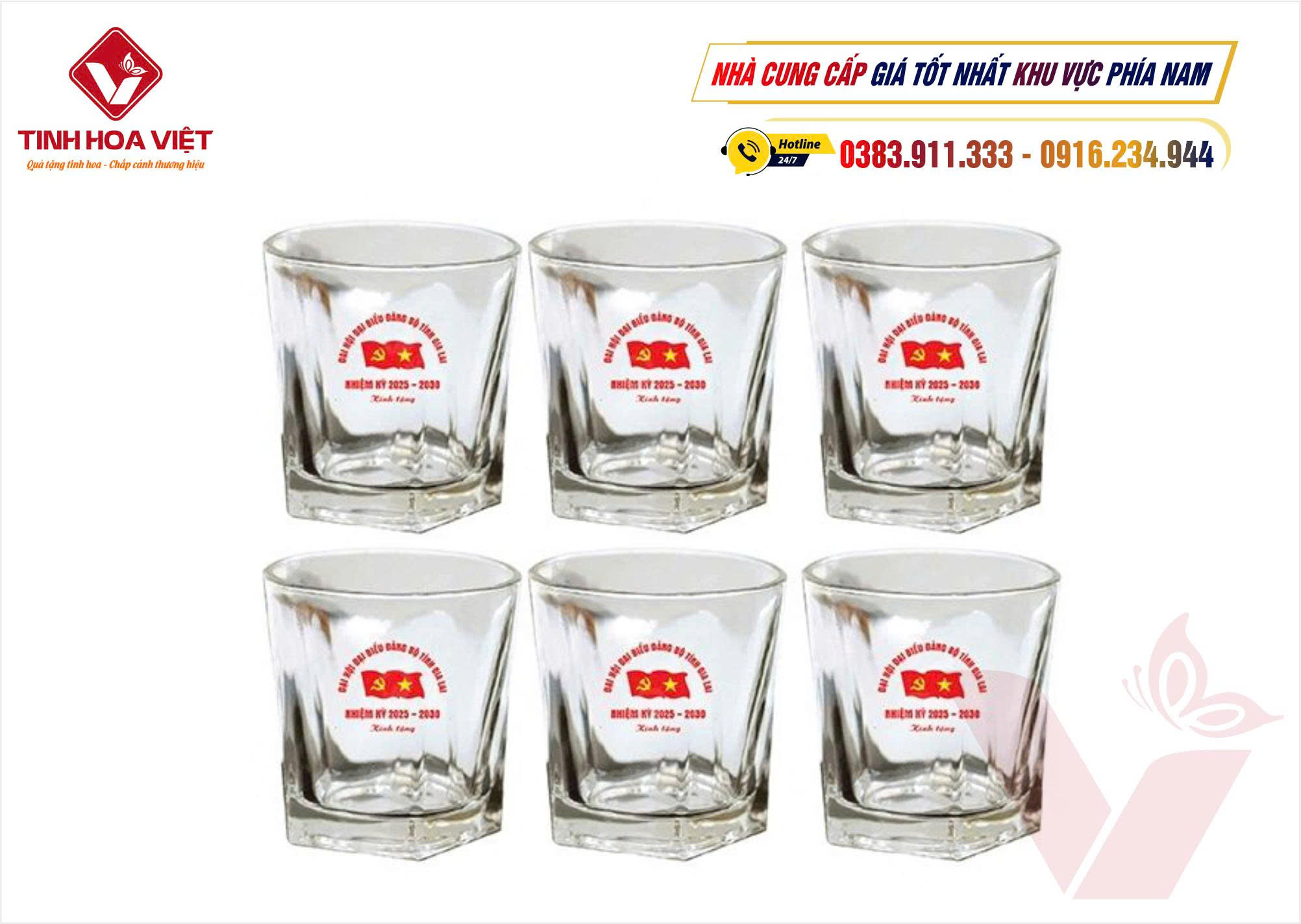 In Ly Cốc Thủy Tinh Logo Đại Hội – Quà Tặng Sang Trọng
