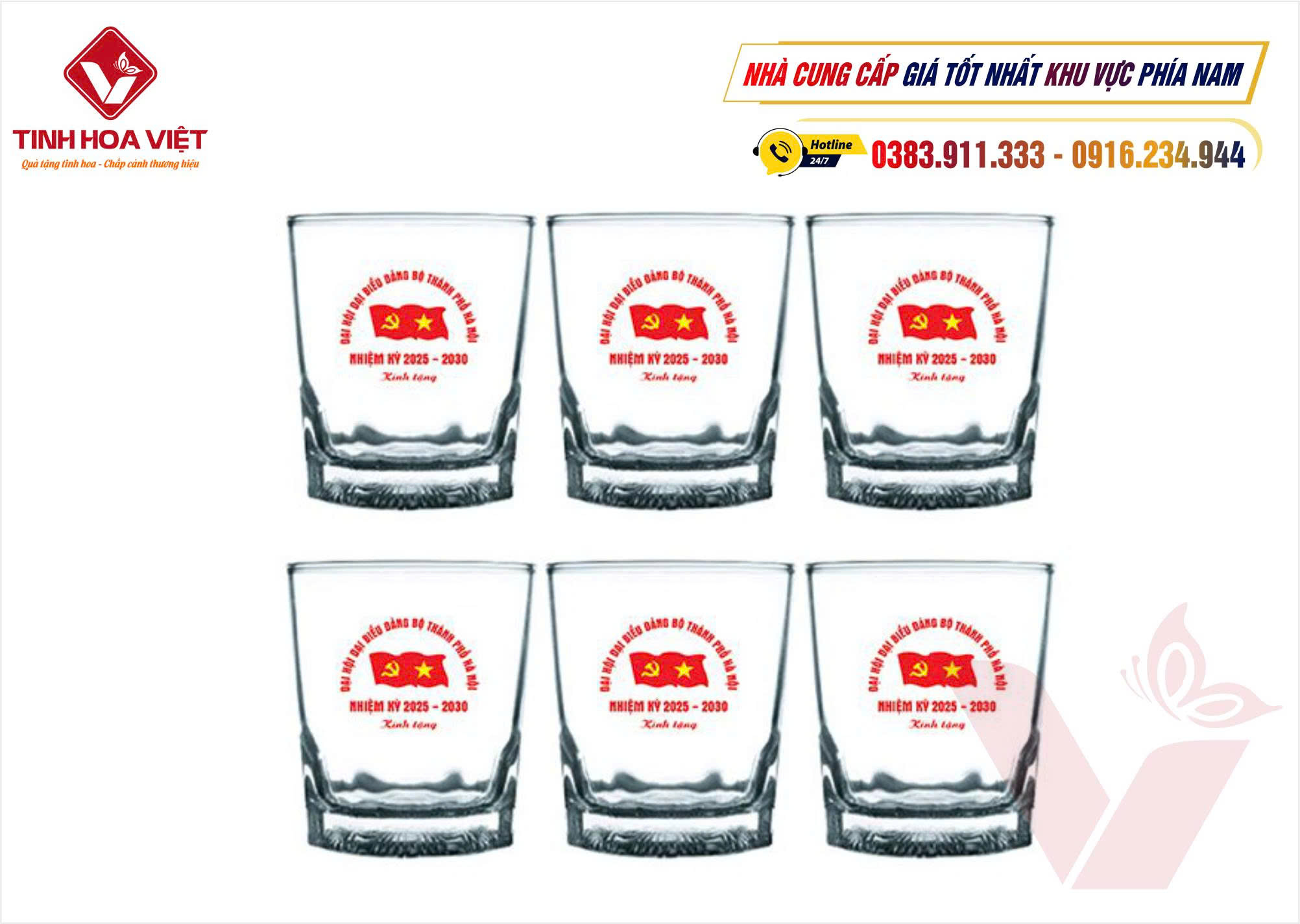 In Ly Cốc Thủy Tinh Logo Đại Hội – Quà Tặng Sang Trọng