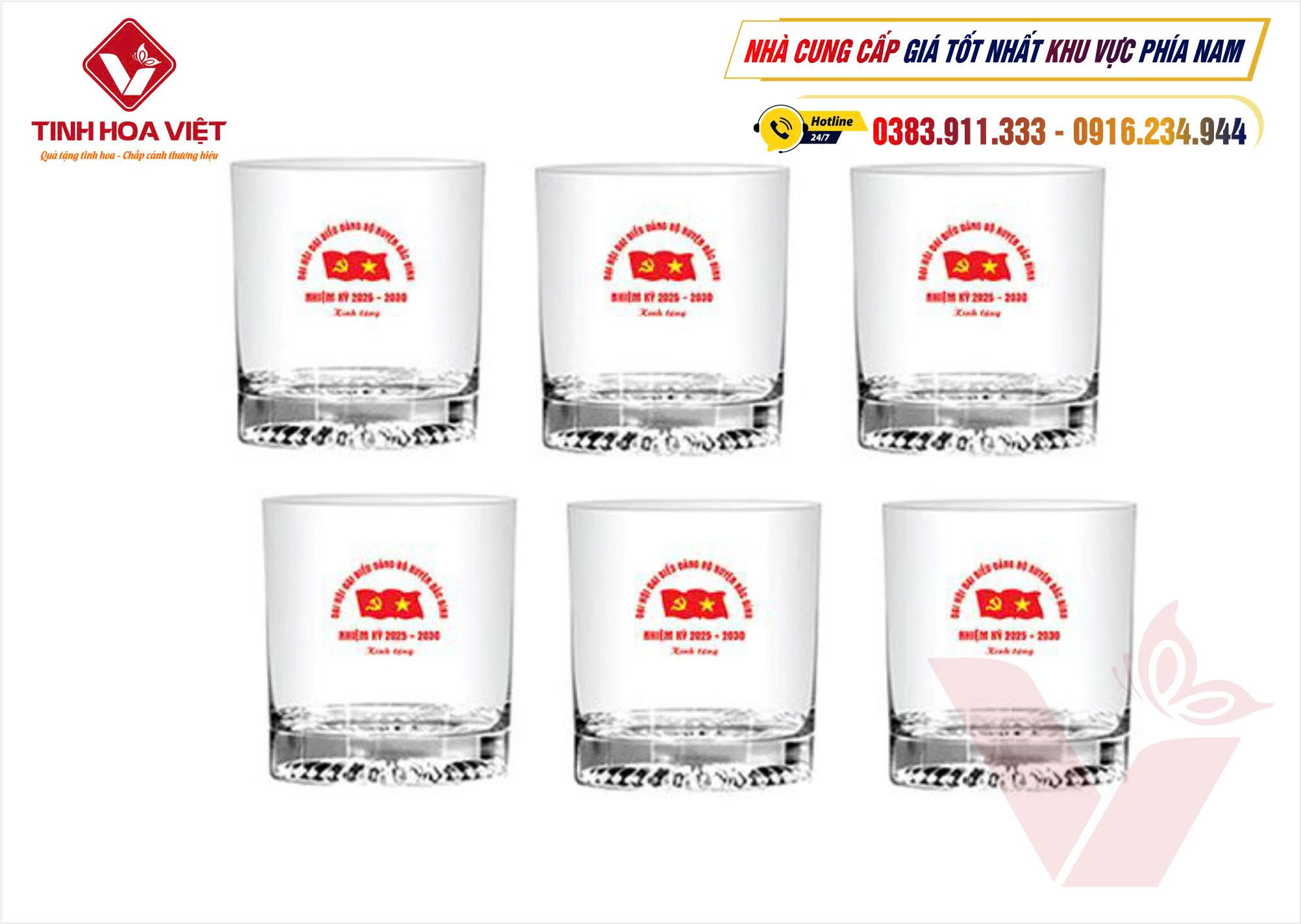 In Ly Cốc Thủy Tinh Logo Đại Hội – Quà Tặng Sang Trọng