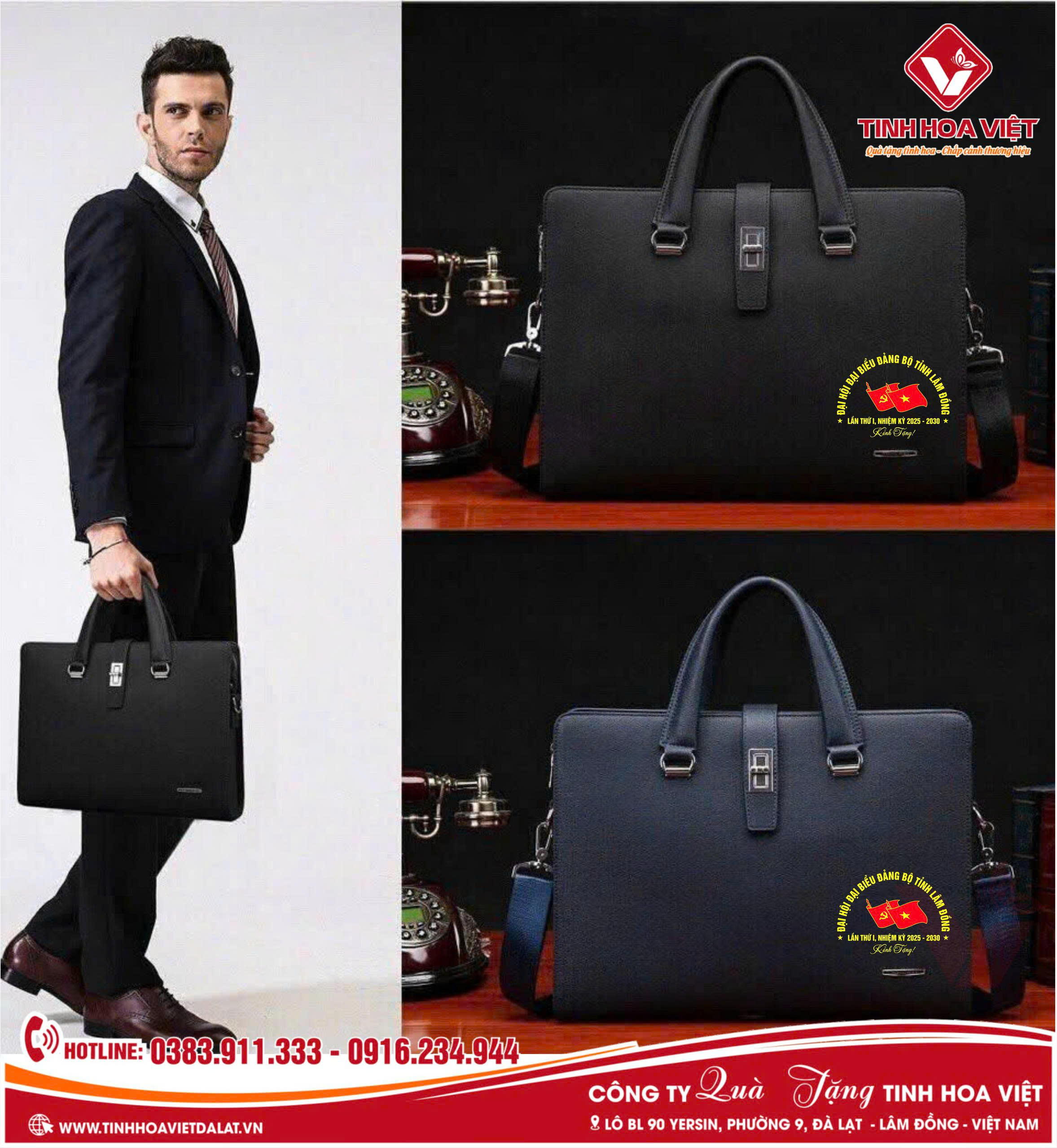 Cặp Da In Logo Quà Tặng Đại Hội Đảng Bộ Tại Lâm Đồng