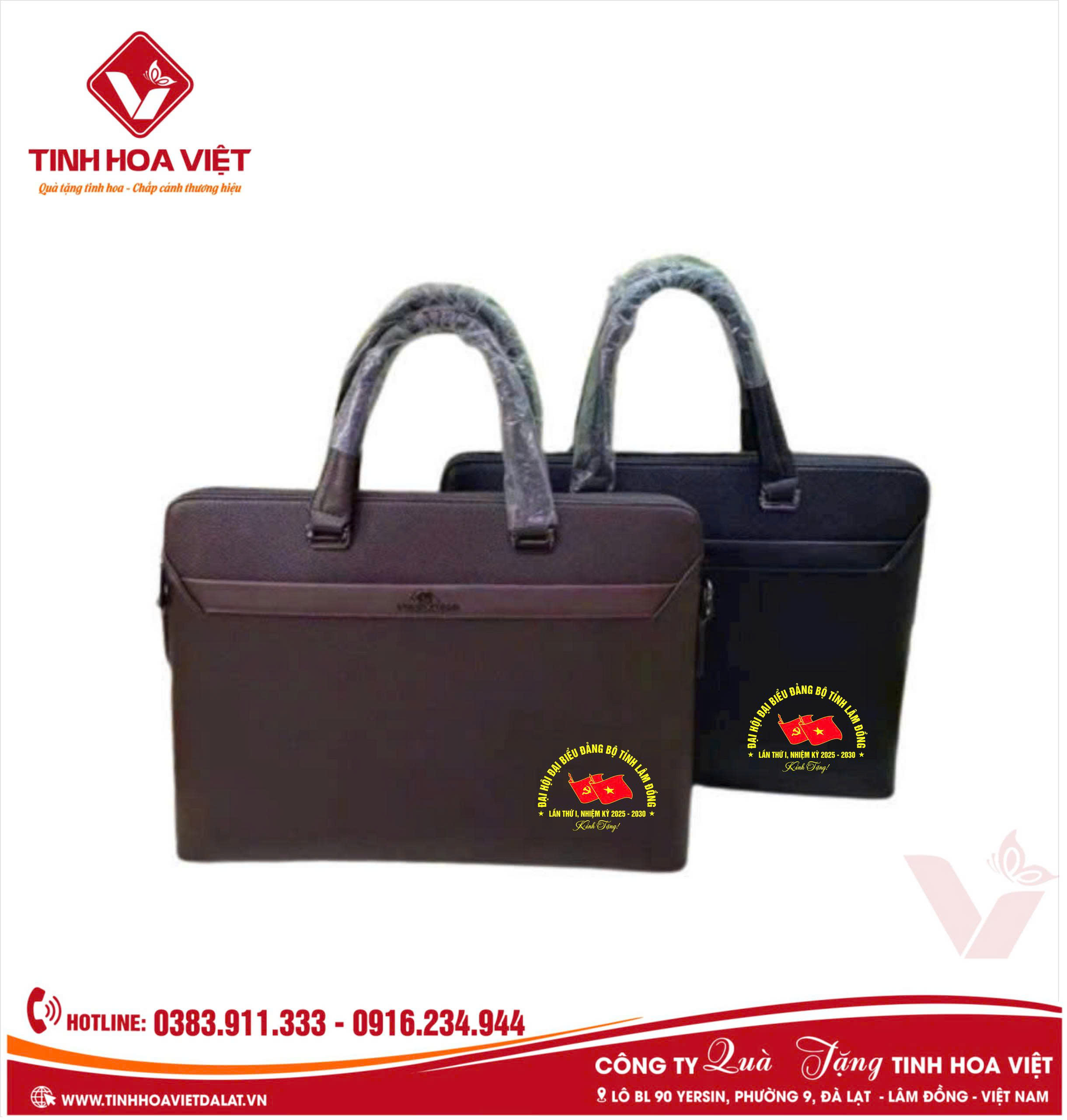 Cặp Da In Logo Quà Tặng Đại Hội Đảng Bộ Tại Lâm Đồng