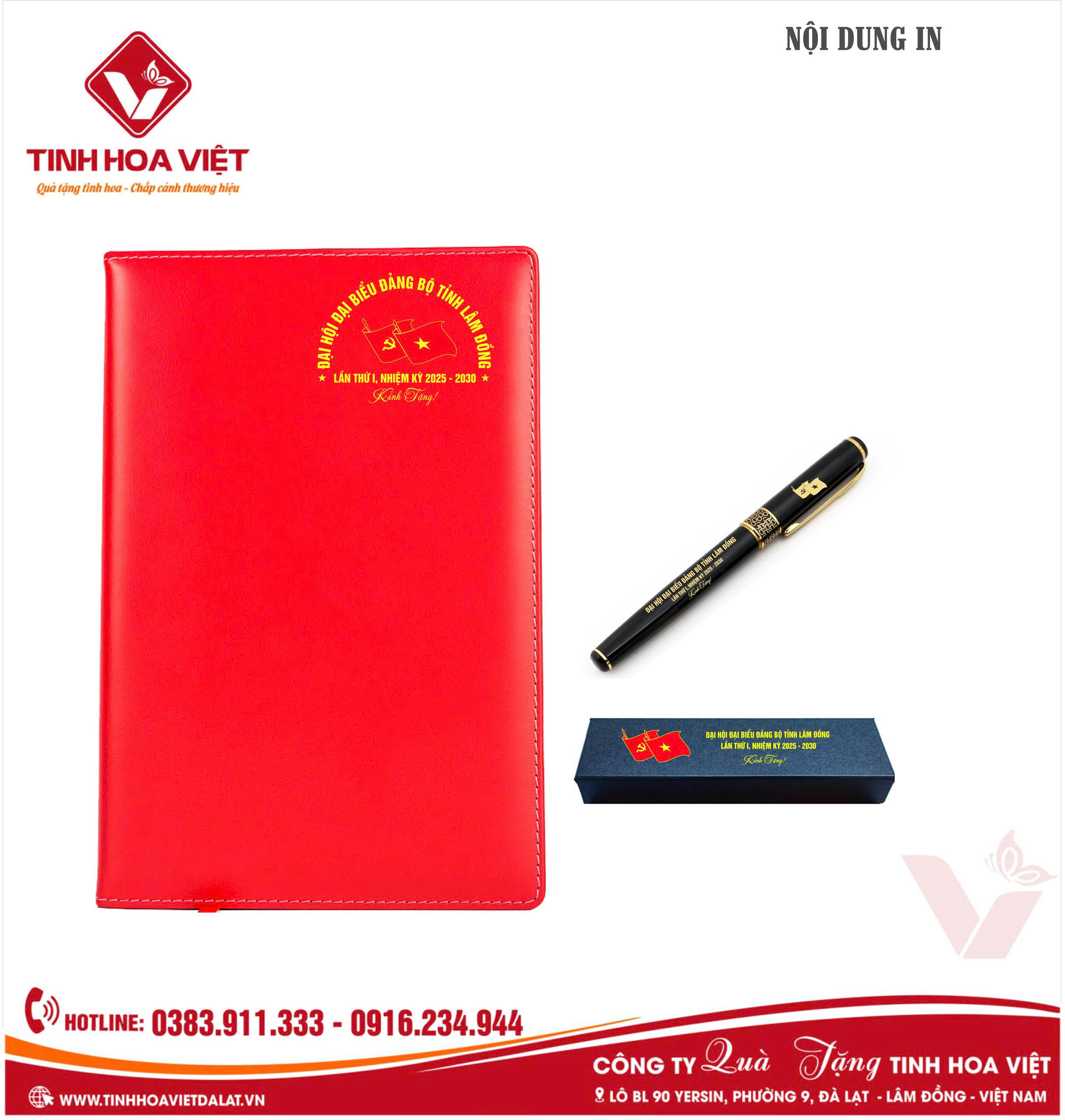 Combo Sổ Da Bút Ký Quà Tặng Đại Hội Đảng Tại Lâm Đồng