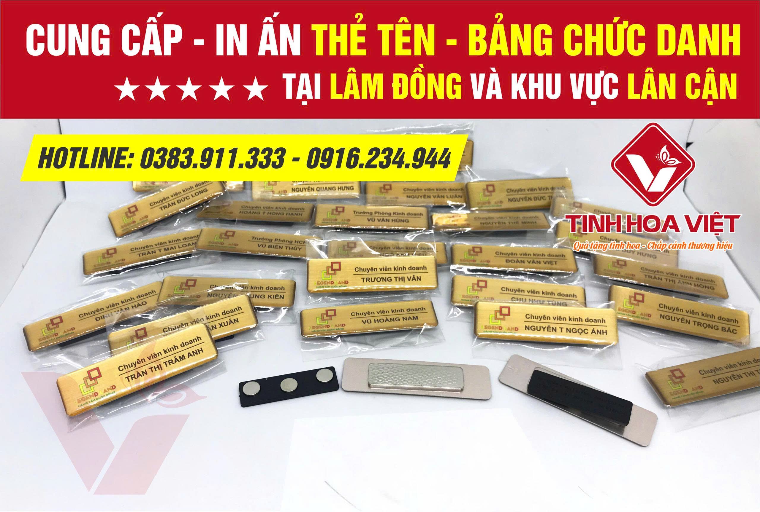 Biển Chức Danh & Thẻ Tên Đeo Ngực – Làm Bảng Tên Đẹp Tại Lâm Đồng