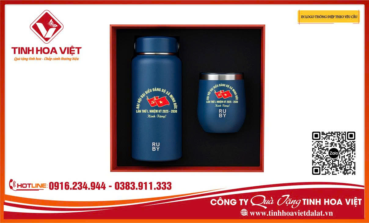 Giftset Bình Giữ Nhiệt + Cốc Giữ Nhiệt – Quà Tặng Cao Cấp Cho Đại Hội, Sự Kiện