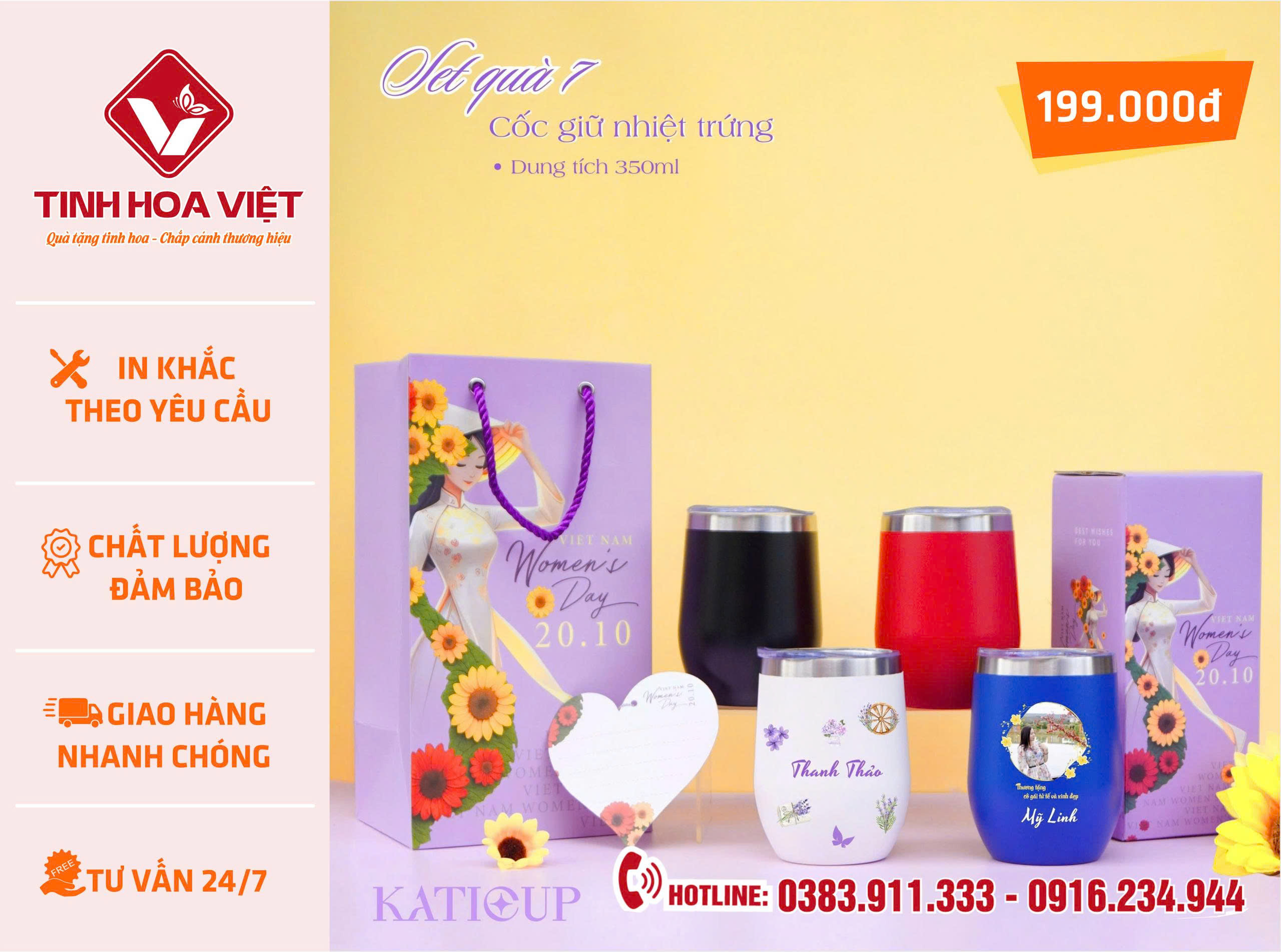 Quà Tặng 20/10 Cho Doanh Nghiệp – Ly Sứ, Bình Giữ Nhiệt, Gốm Sứ In Logo