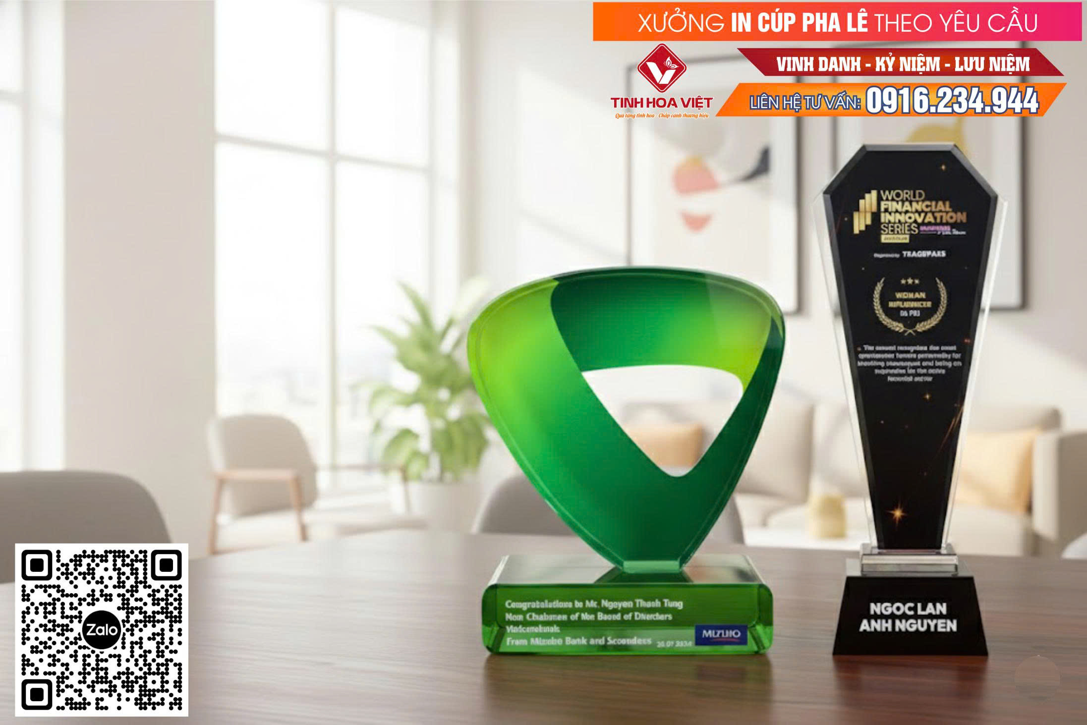 Đặt làm cúp pha lê theo yêu cầu – giao nhanh miền Nam & Trung Bộ