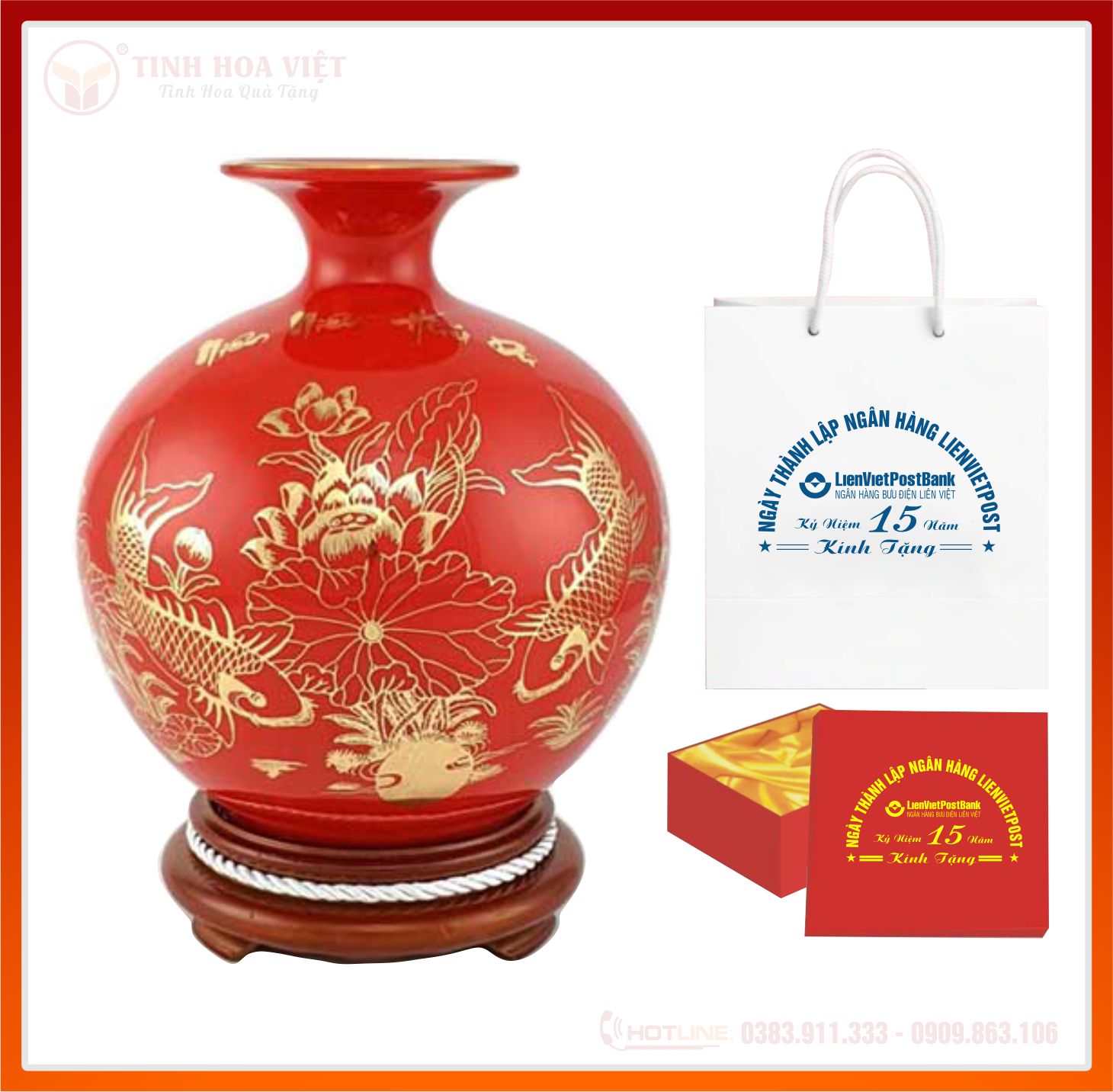 Bình hoa hút lộc đỏ