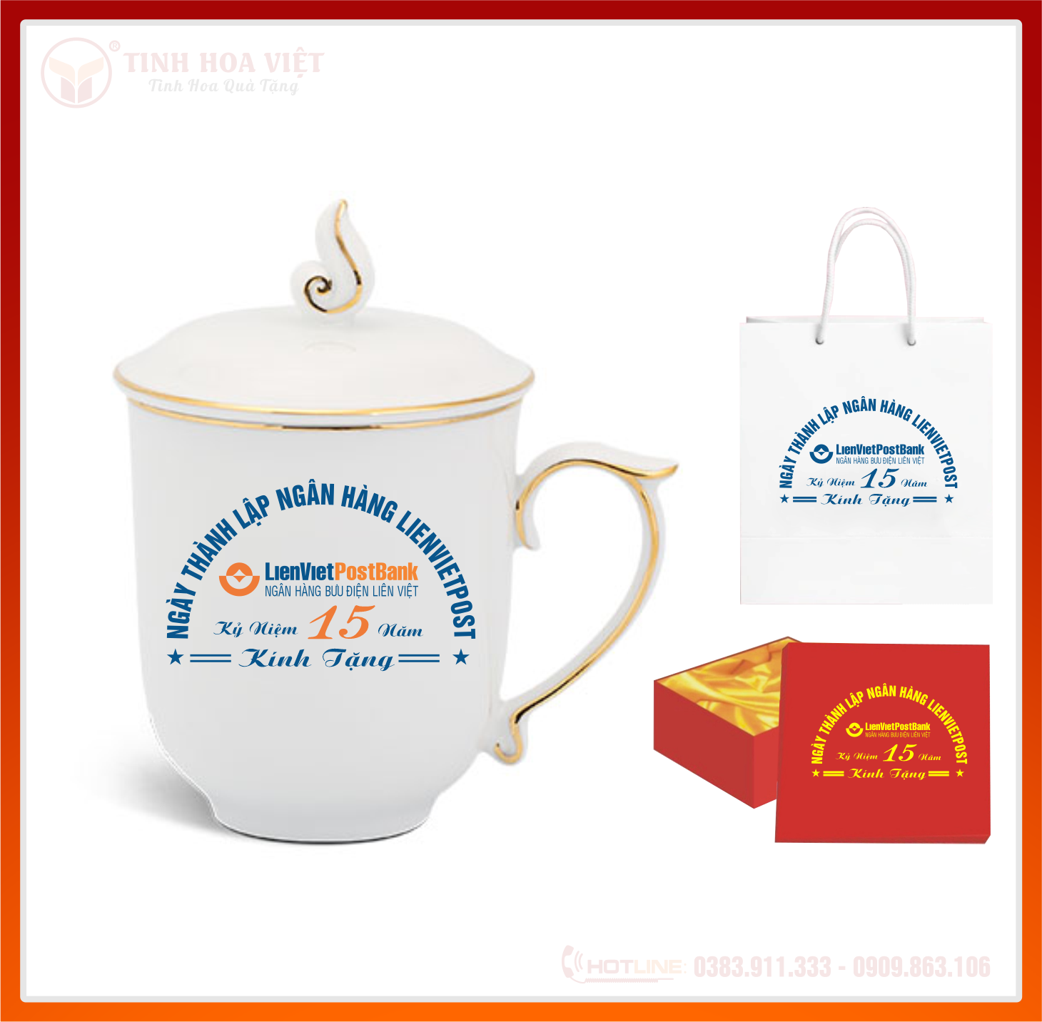 Ly sứ chóp lửa viền kim